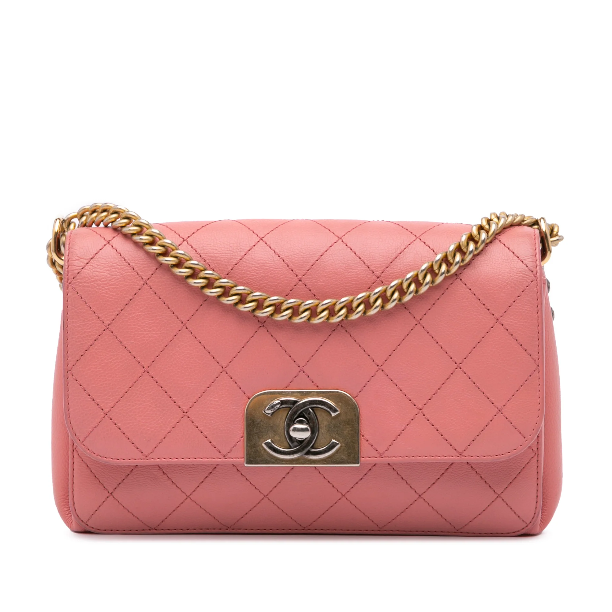 Chanel | Pre-Owned Quilted Calfskin Straight Lined Flap - II | Pink
