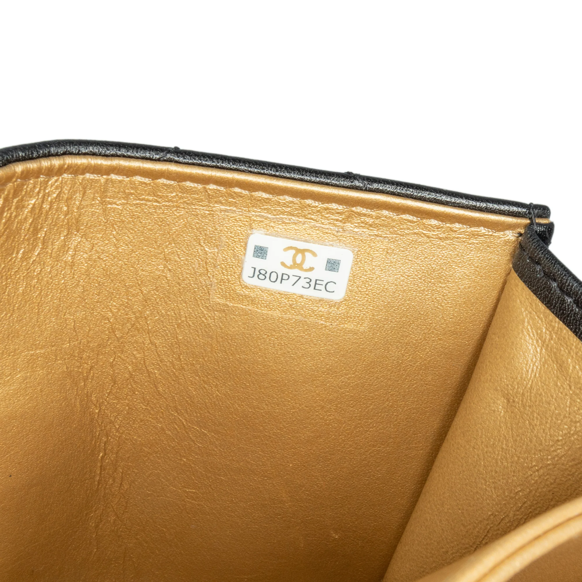 Chanel | Pre-Owned Quilted Calfskin Strass Card Holder On Chain | Black - Image 6