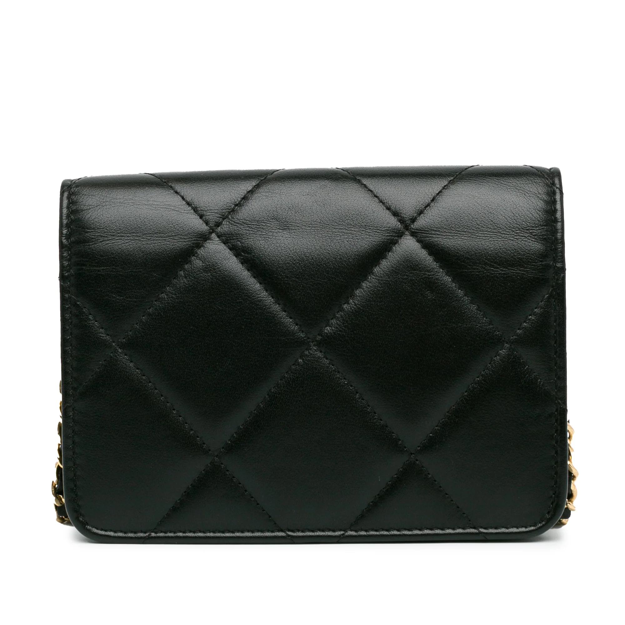 Chanel | Pre-Owned Quilted Calfskin Strass Clutch With Chain Flap | Black - Image 3