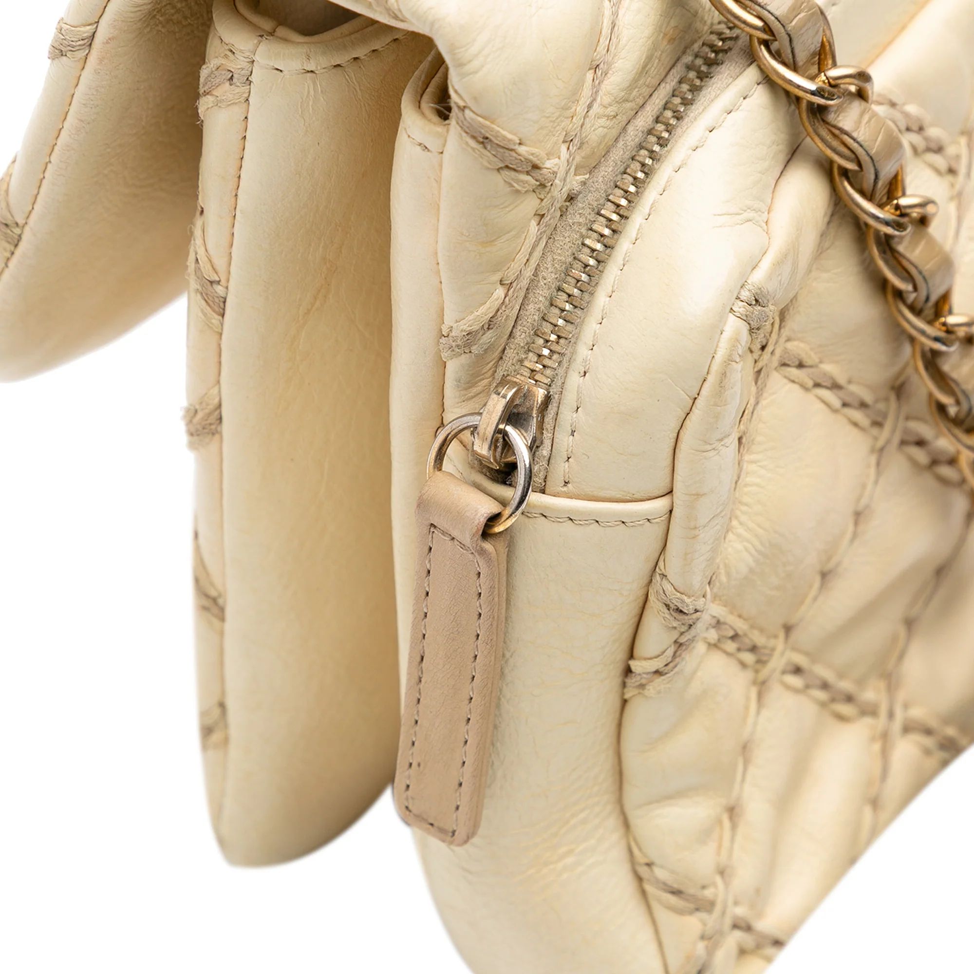 Chanel | Pre-Owned Quilted Calfskin Triple Stitched Single Flap | Beige - Image 12