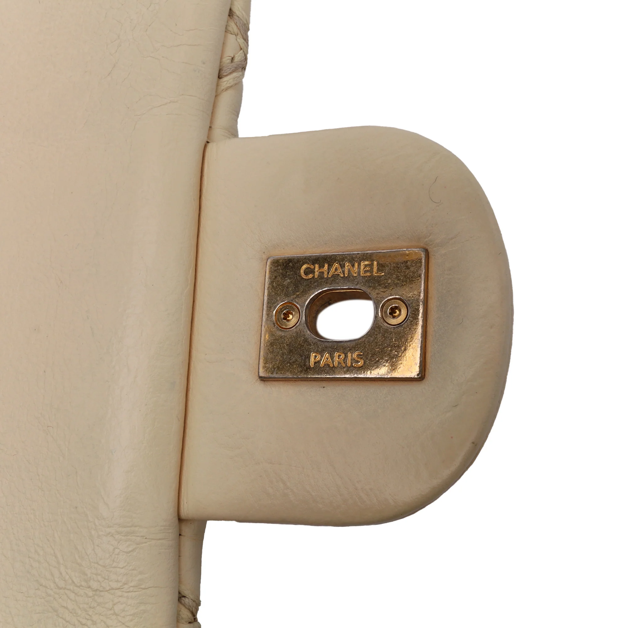 Chanel | Pre-Owned Quilted Calfskin Triple Stitched Single Flap | Beige - Image 2