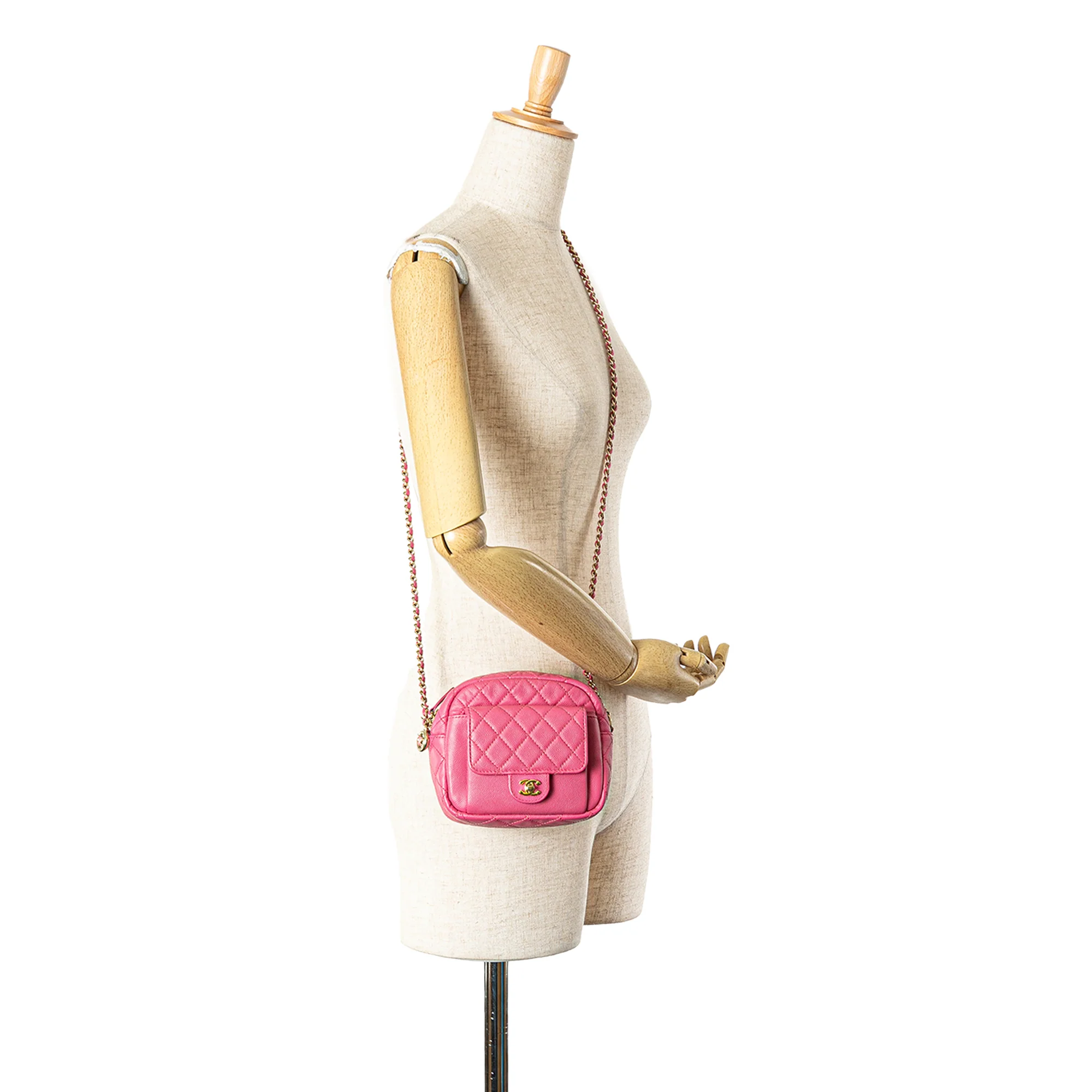 Chanel | Pre-Owned Quilted Caviar CC Day Camera Bag | Pink - Image 7