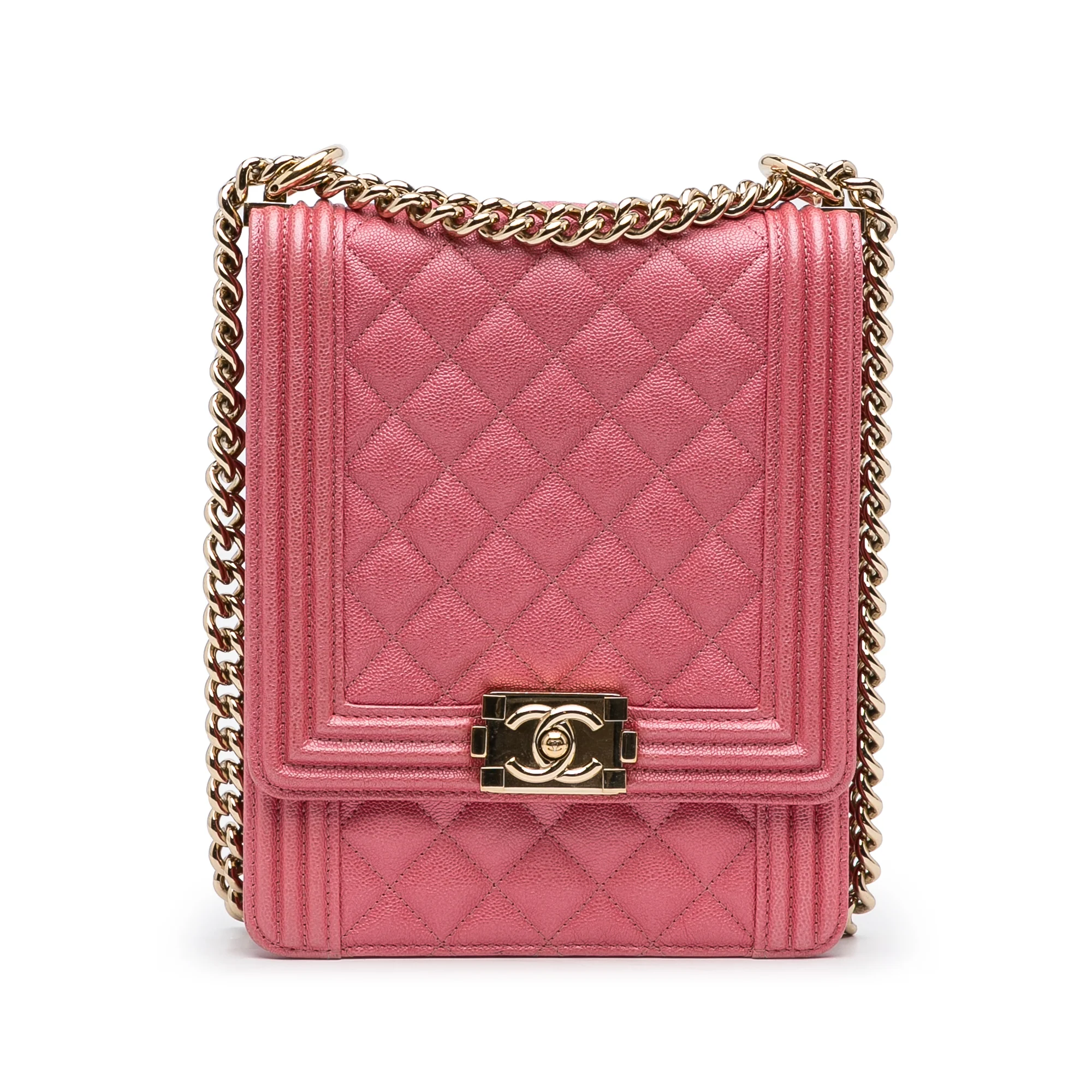 Chanel | Pre-Owned Quilted Caviar North South Boy Flap | Pink