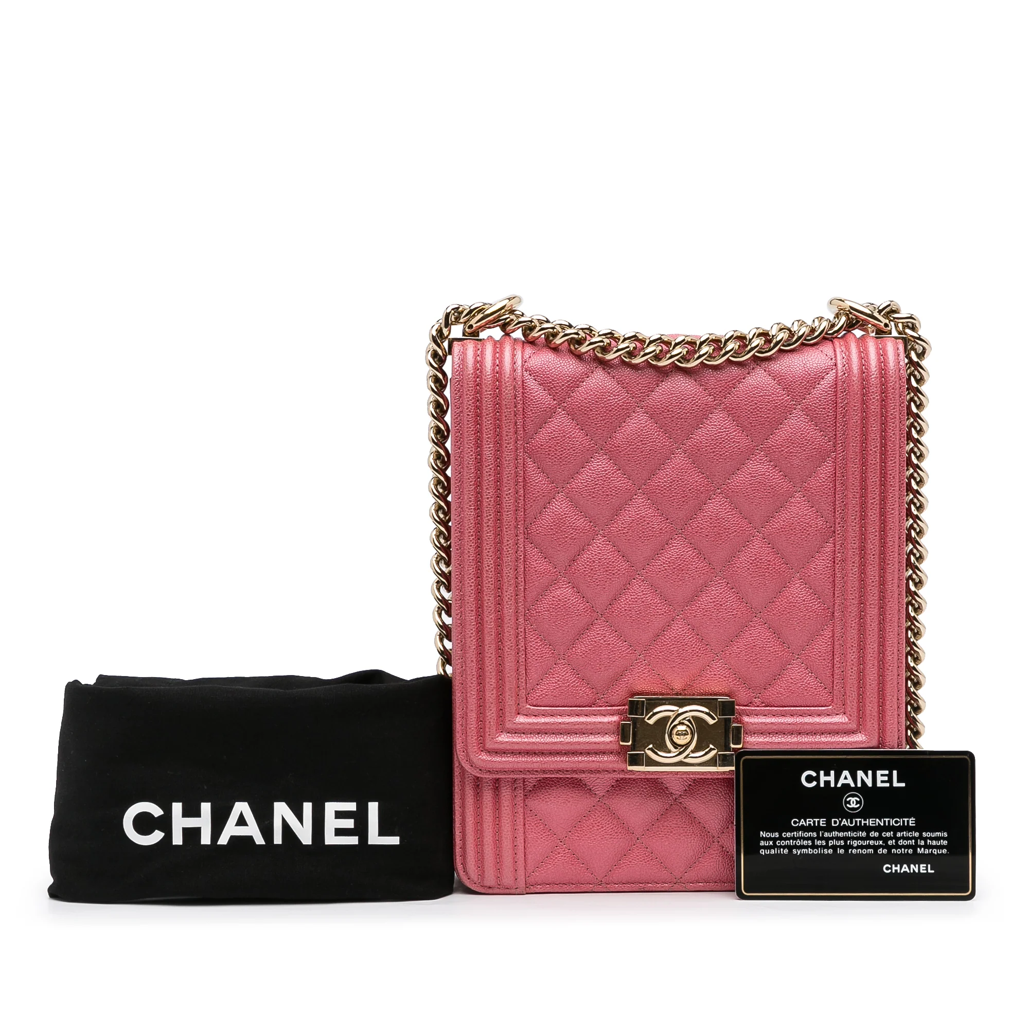 Chanel | Pre-Owned Quilted Caviar North South Boy Flap | Pink - Image 4