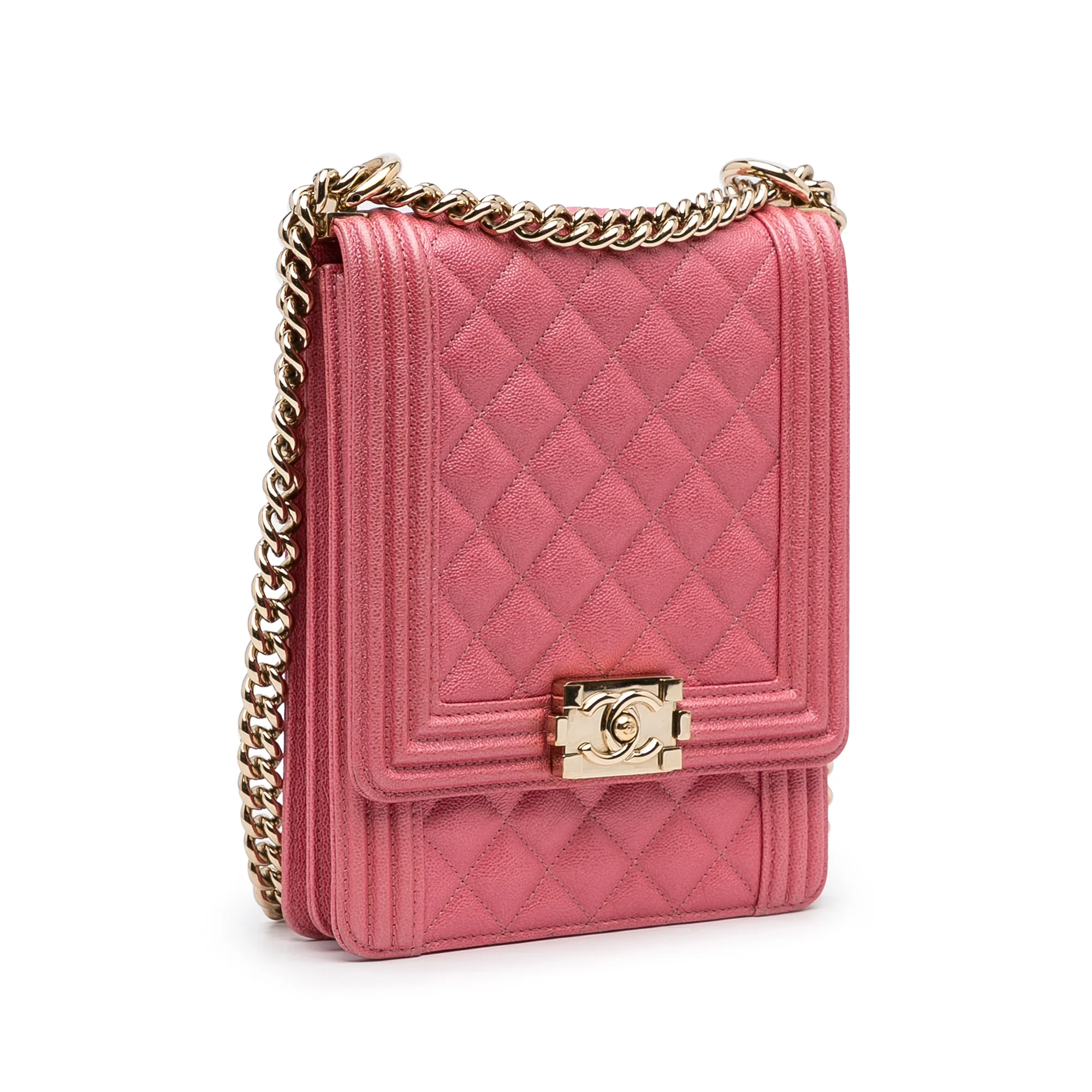 Chanel | Pre-Owned Quilted Caviar North South Boy Flap | Pink - Image 5