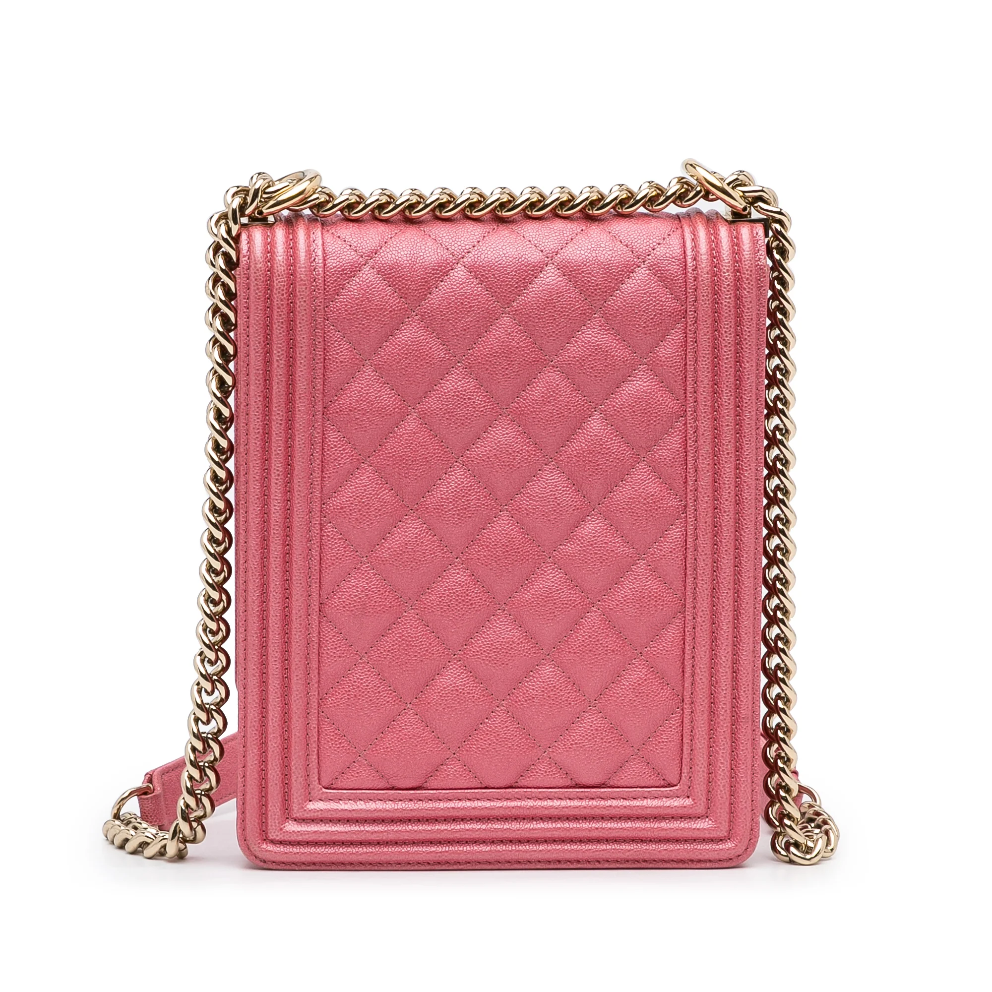 Chanel | Pre-Owned Quilted Caviar North South Boy Flap | Pink - Image 6