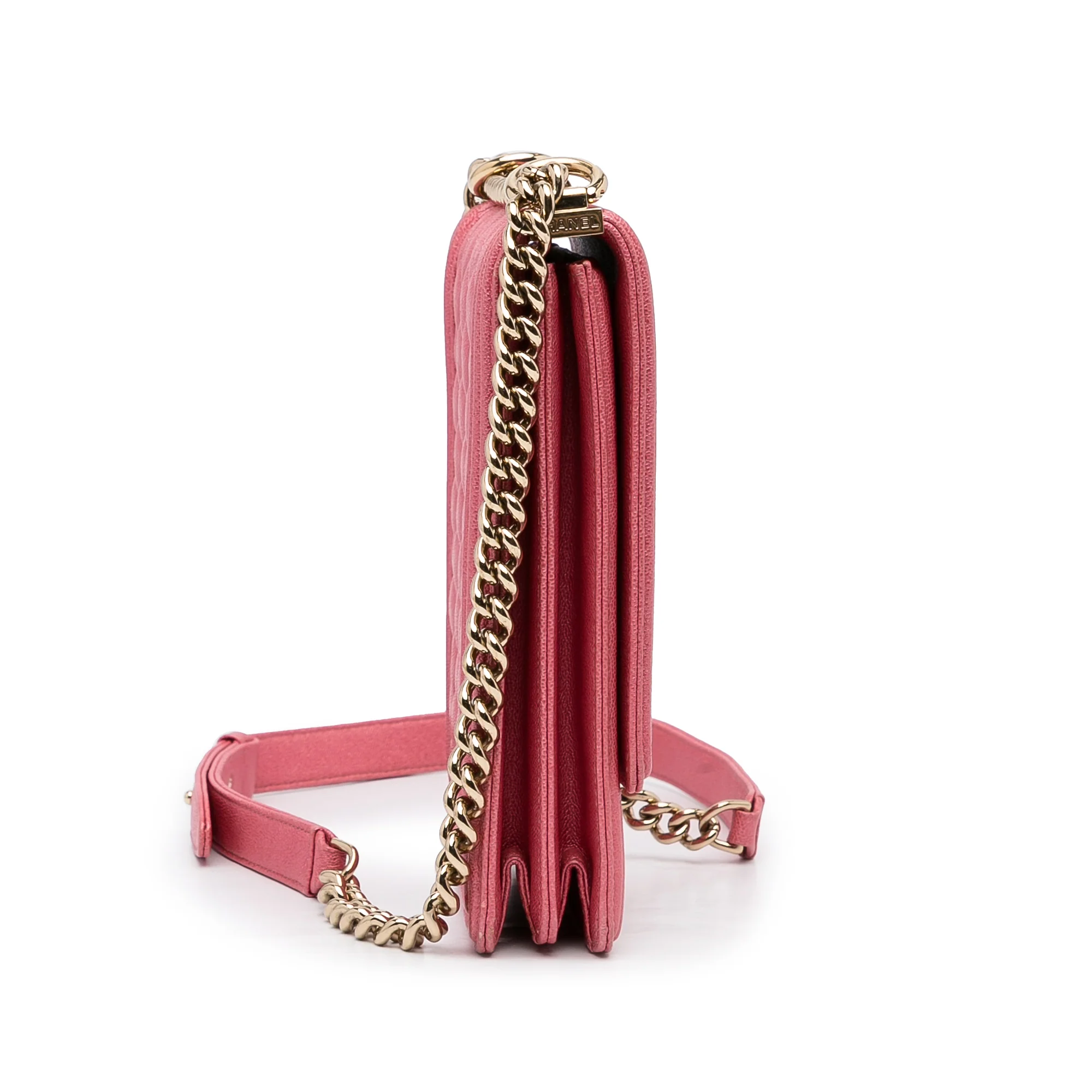 Chanel | Pre-Owned Quilted Caviar North South Boy Flap | Pink - Image 7