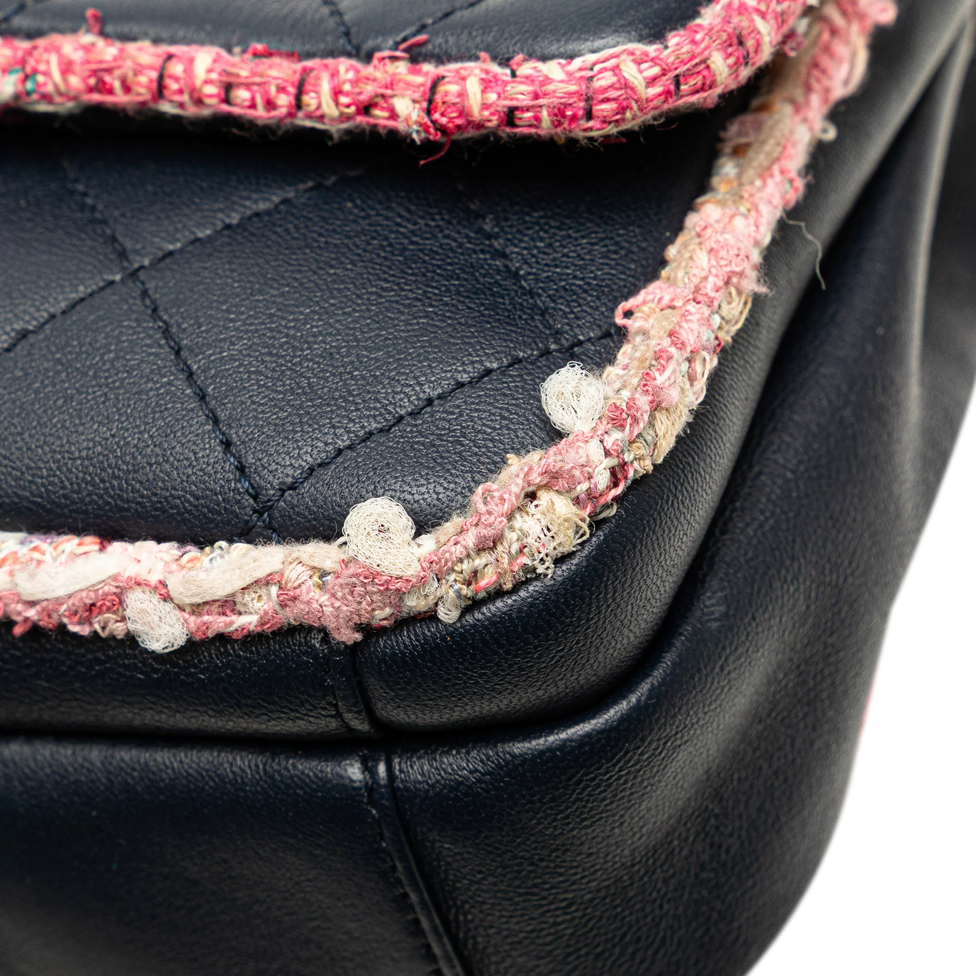 Chanel | Pre-Owned Quilted Lambskin and Tweed Elegant Trim Flap | Blue/Navy - Image 3