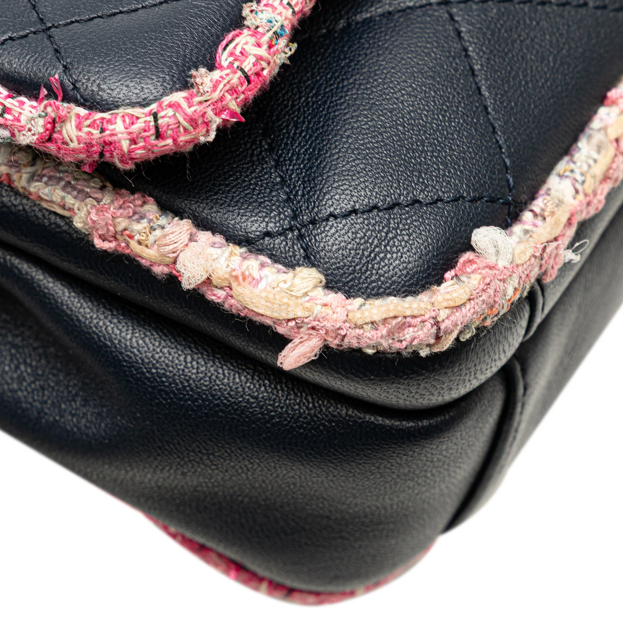 Chanel | Pre-Owned Quilted Lambskin and Tweed Elegant Trim Flap | Blue/Navy - Image 4