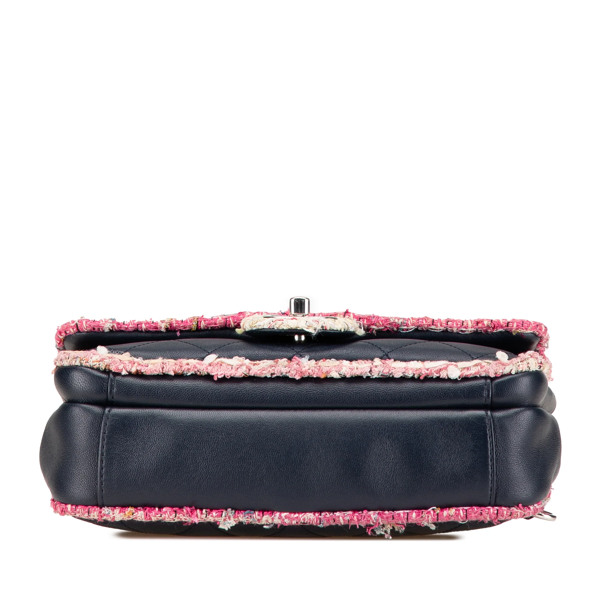 Chanel | Pre-Owned Quilted Lambskin and Tweed Elegant Trim Flap | Blue/Navy - Image 9