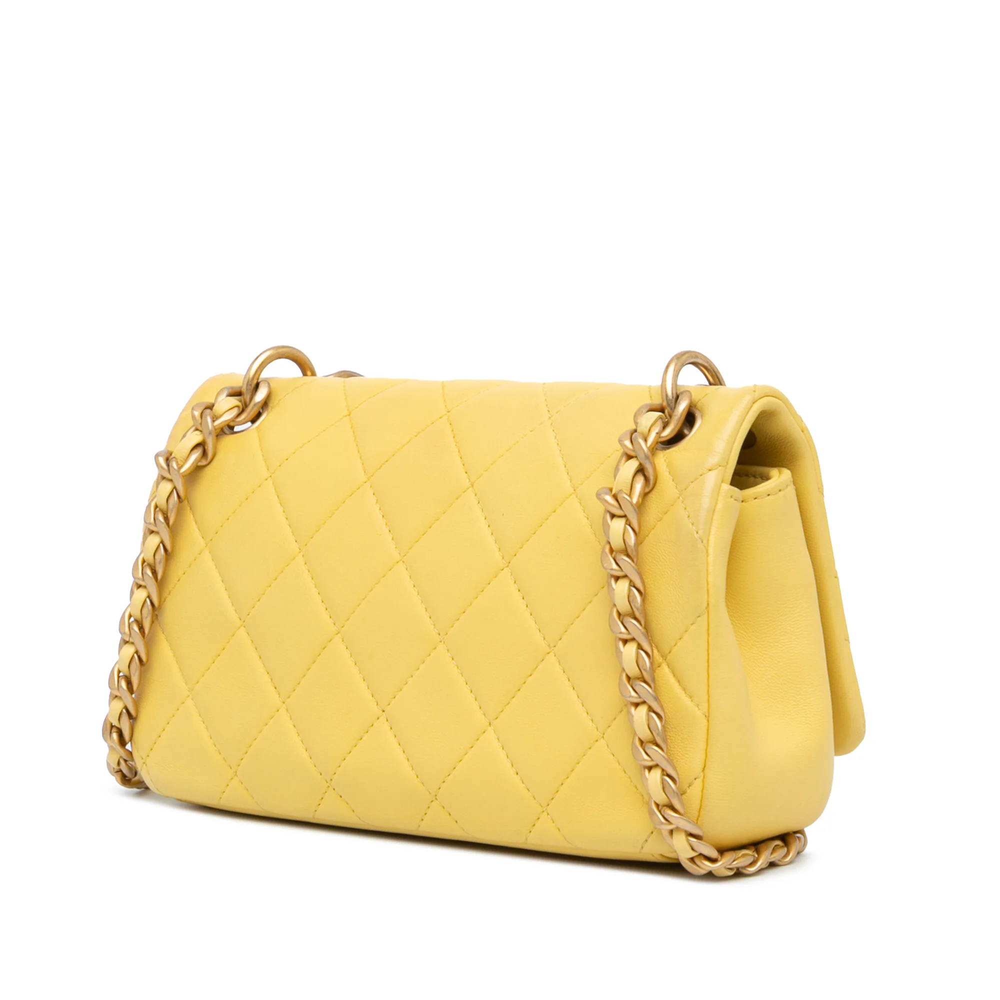 Chanel | Pre-Owned Quilted Lambskin Chain Is More Flap | Yellow - Image 2
