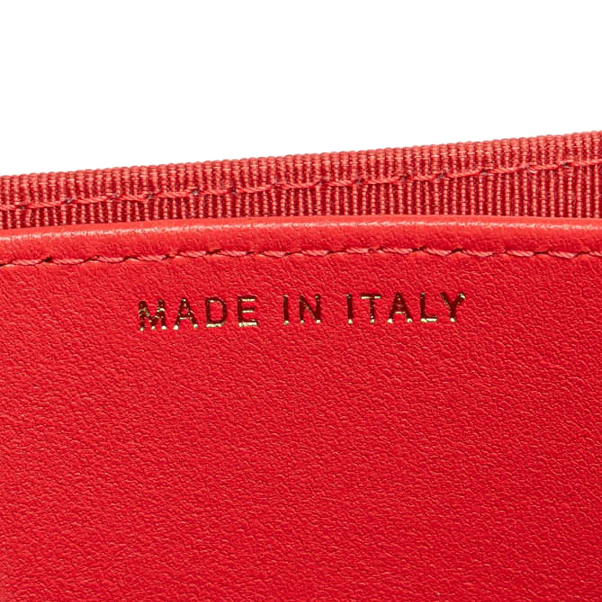 Chanel | Pre-Owned Quilted Lambskin Flap Card Holder on Chain | Red - Image 10
