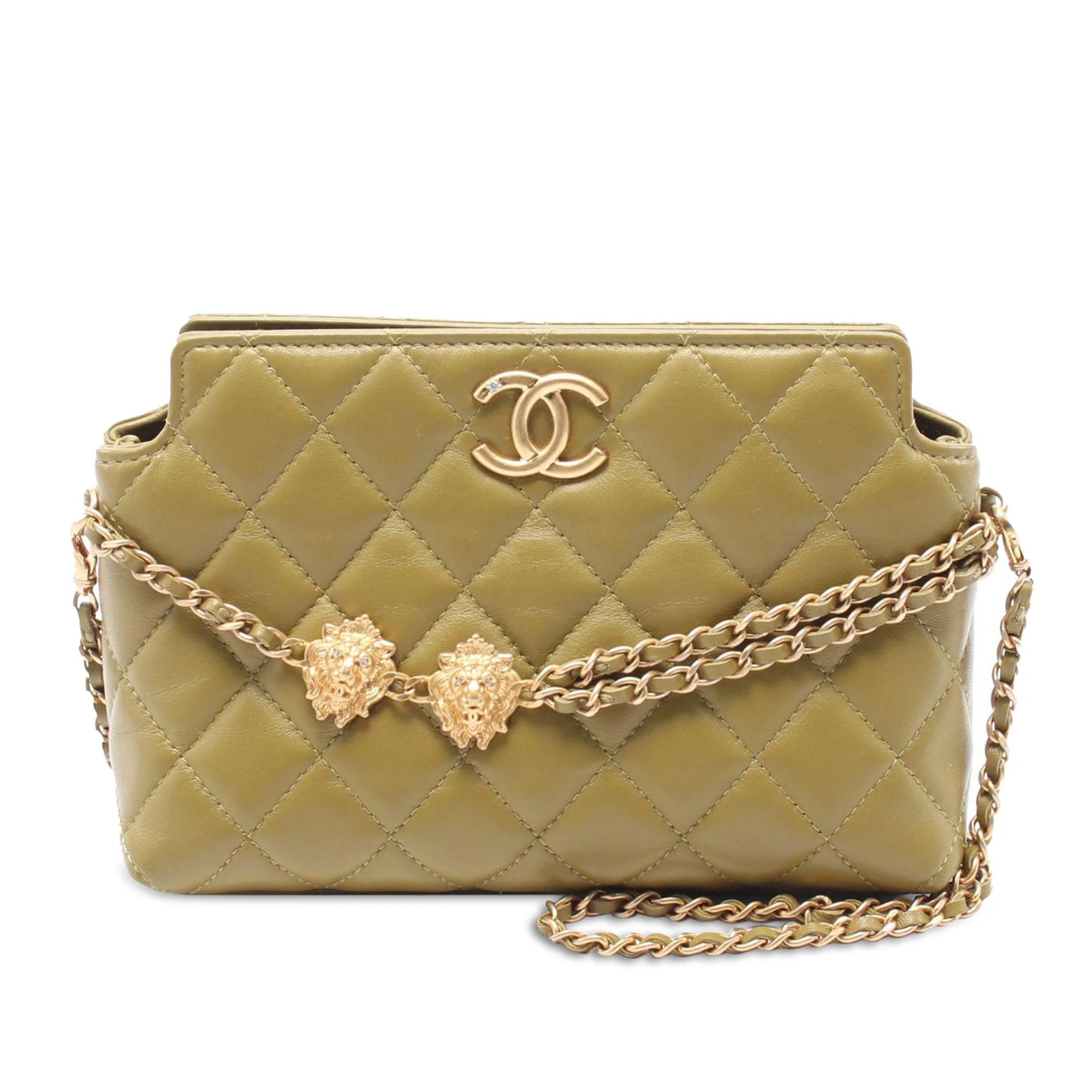 Chanel | Pre-Owned Quilted Lambskin Leo Shoulder Bag | Green/Olive Green