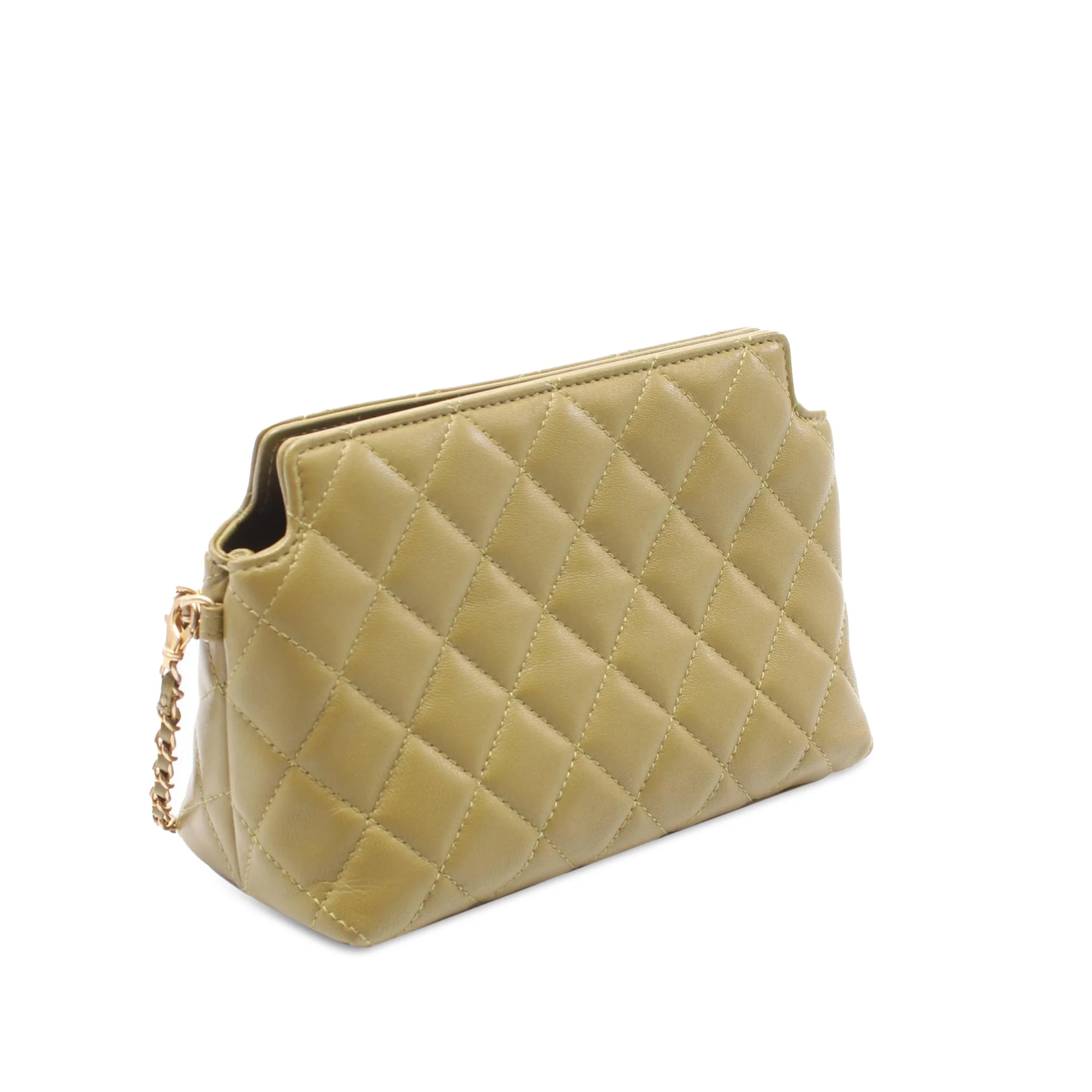 Chanel | Pre-Owned Quilted Lambskin Leo Shoulder Bag | Green/Olive Green - Image 2