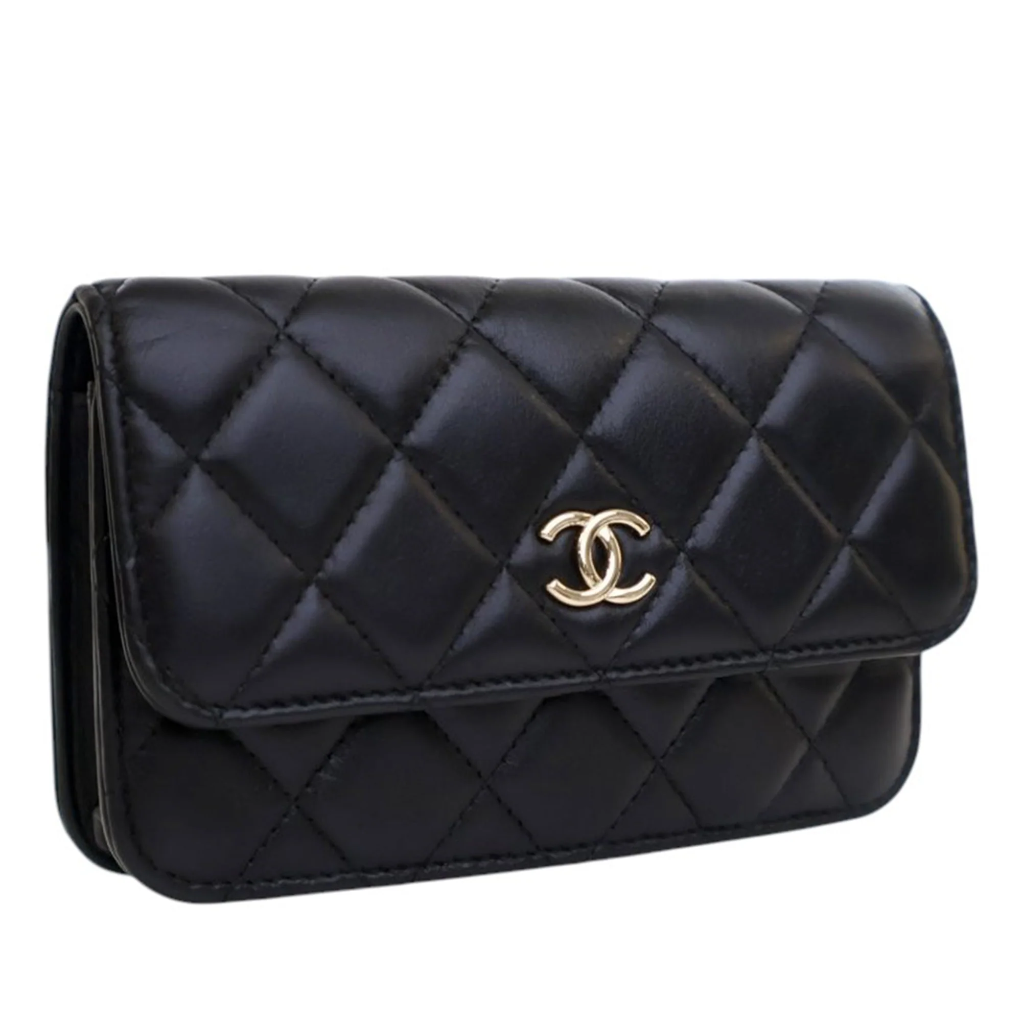 Chanel | Pre-Owned Quilted Lambskin Maxi Pearls Clutch With Chain | Black - Image 8