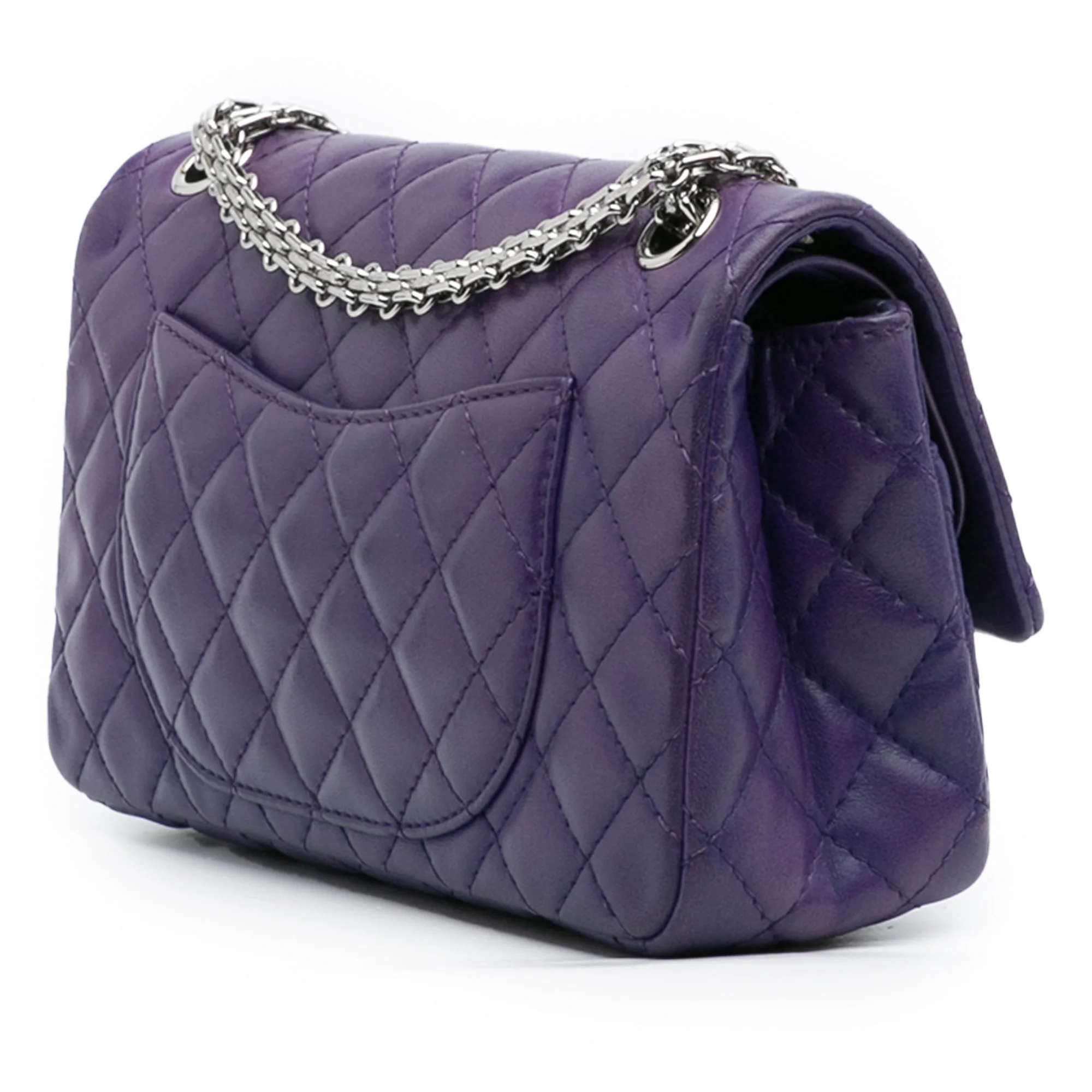 Chanel | Pre-Owned Quilted Lambskin Reissue 2.55 Double Flap 225 | Purple/Dark Purple - Image 4