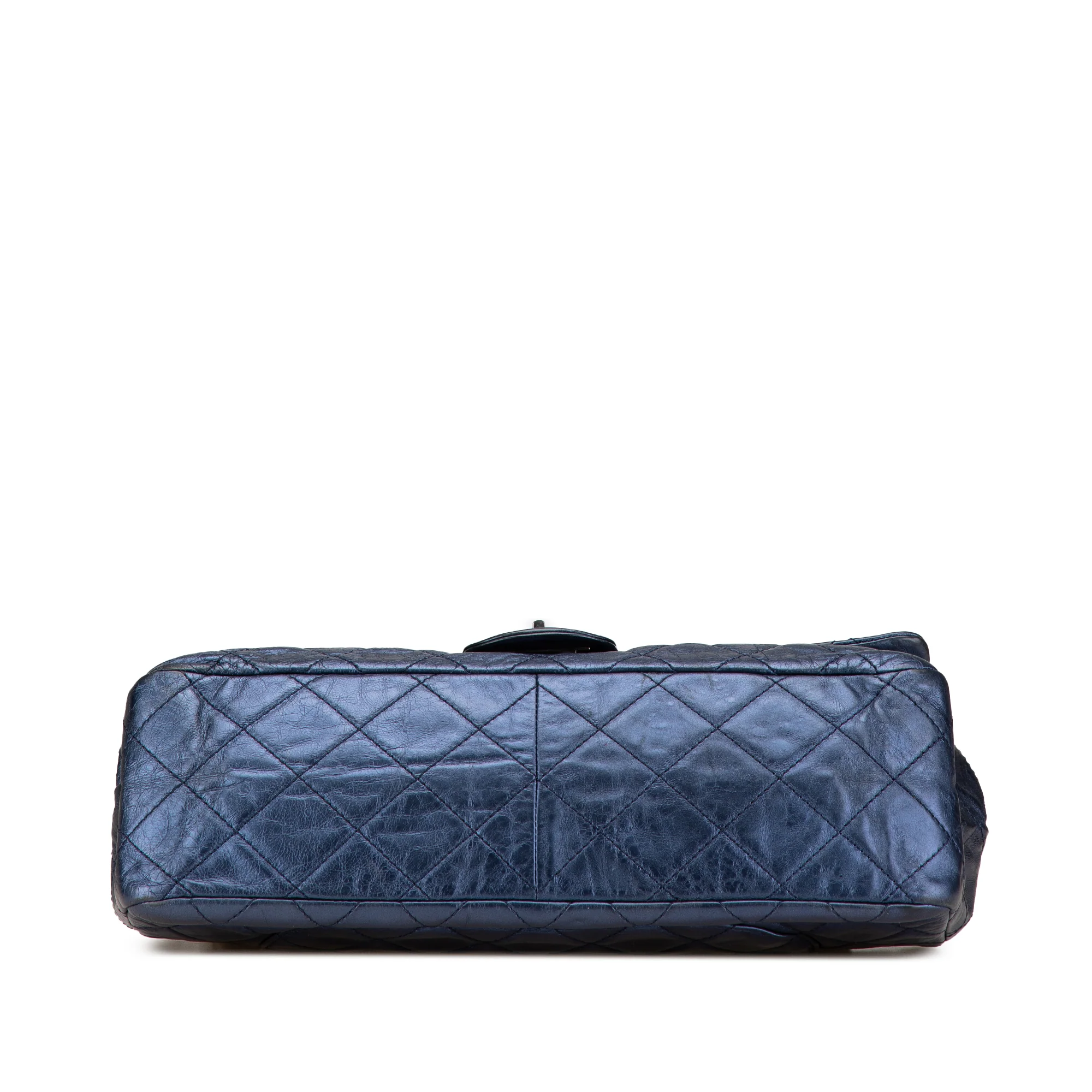 Chanel | Pre-Owned Quilted Metallic Aged Calfskin Reissue 2.55 Double Flap 227 | Blue - Image 4
