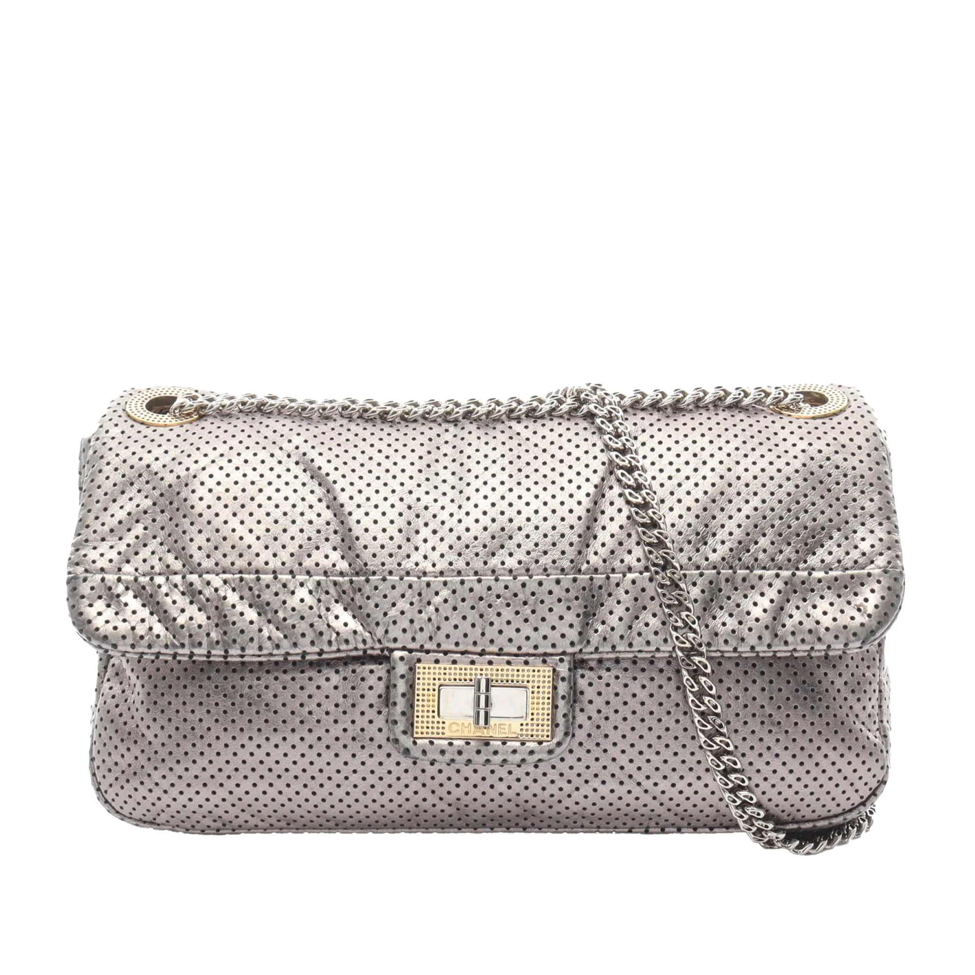 Chanel | Pre-Owned Reissue Perforated Calfskin Drill Flap | Silver