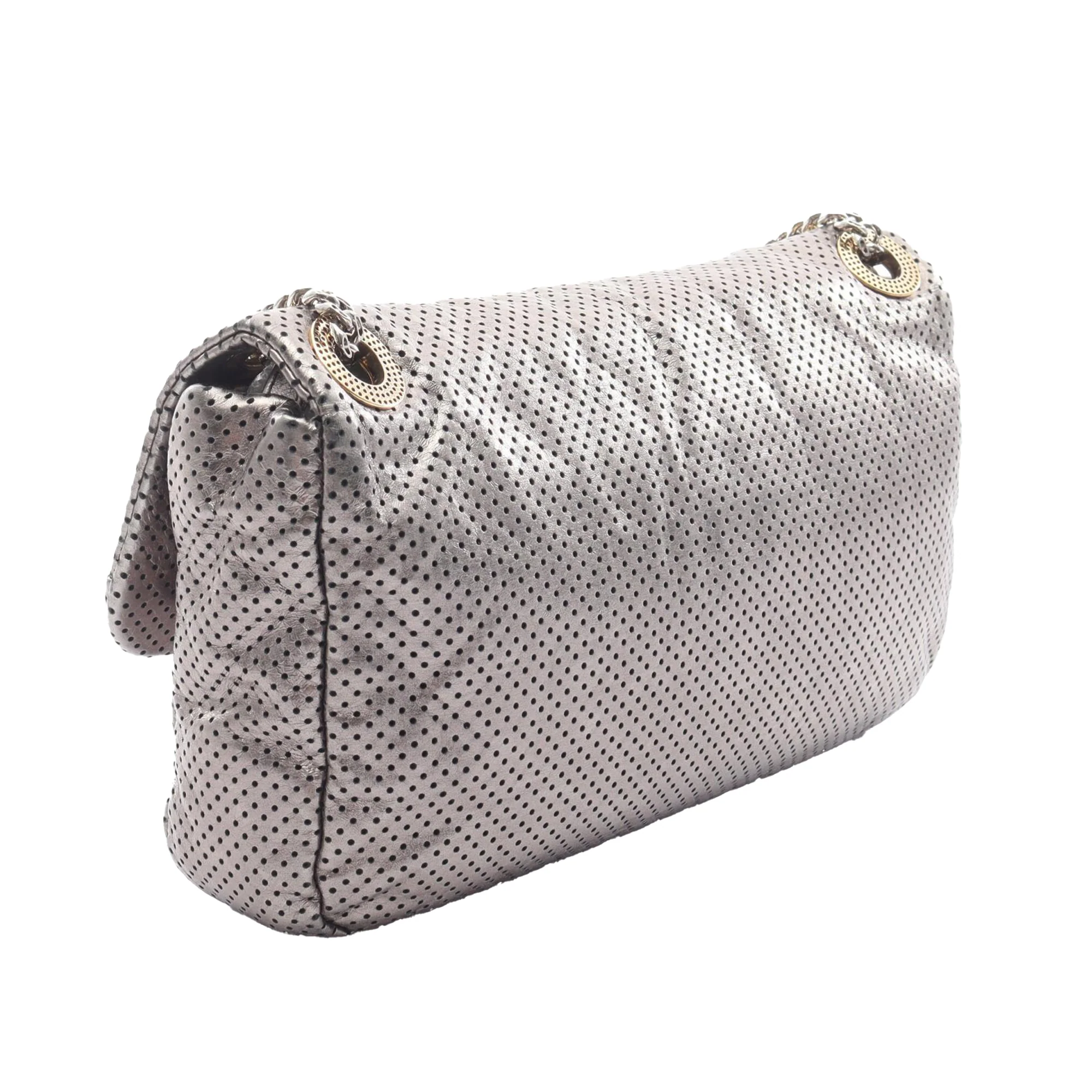 Chanel | Pre-Owned Reissue Perforated Calfskin Drill Flap | Silver - Image 4