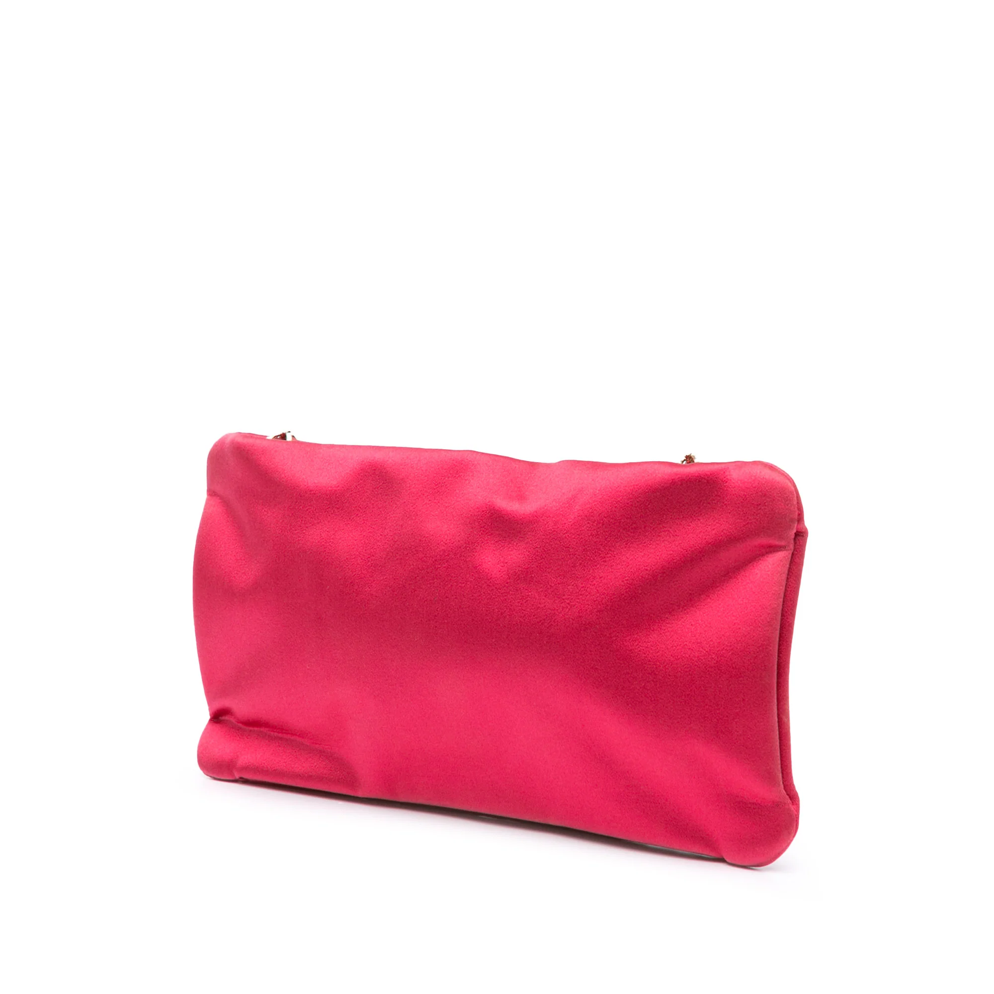 Chanel | Pre-Owned Satin Diamante Camellia Clutch with Chain | Pink/Dark Pink - Image 3