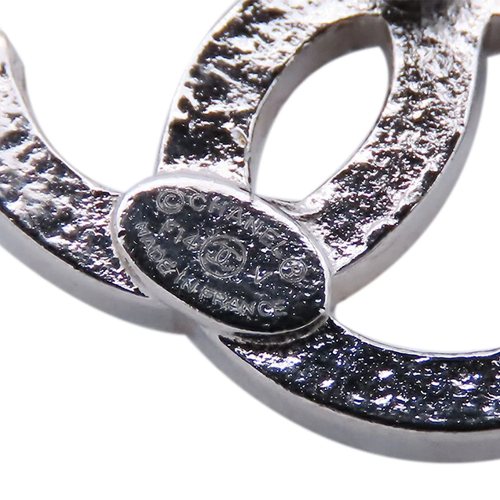 Chanel | Pre-Owned Silver Rhinestones CC Push Back Earrings | Silver - Image 6