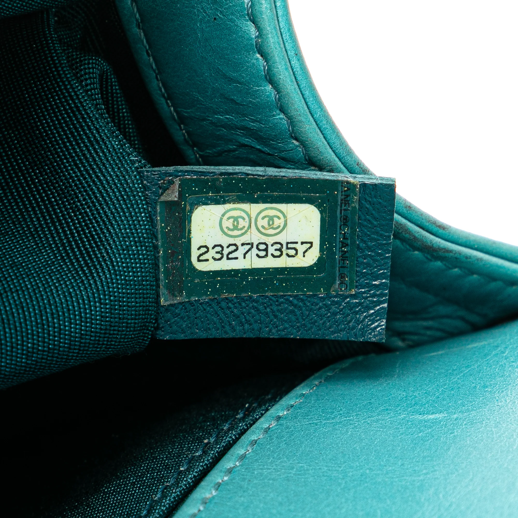 Chanel | Pre-Owned Small Bicolor Shearling Boy Flap | Blue/Turquoise - Image 6