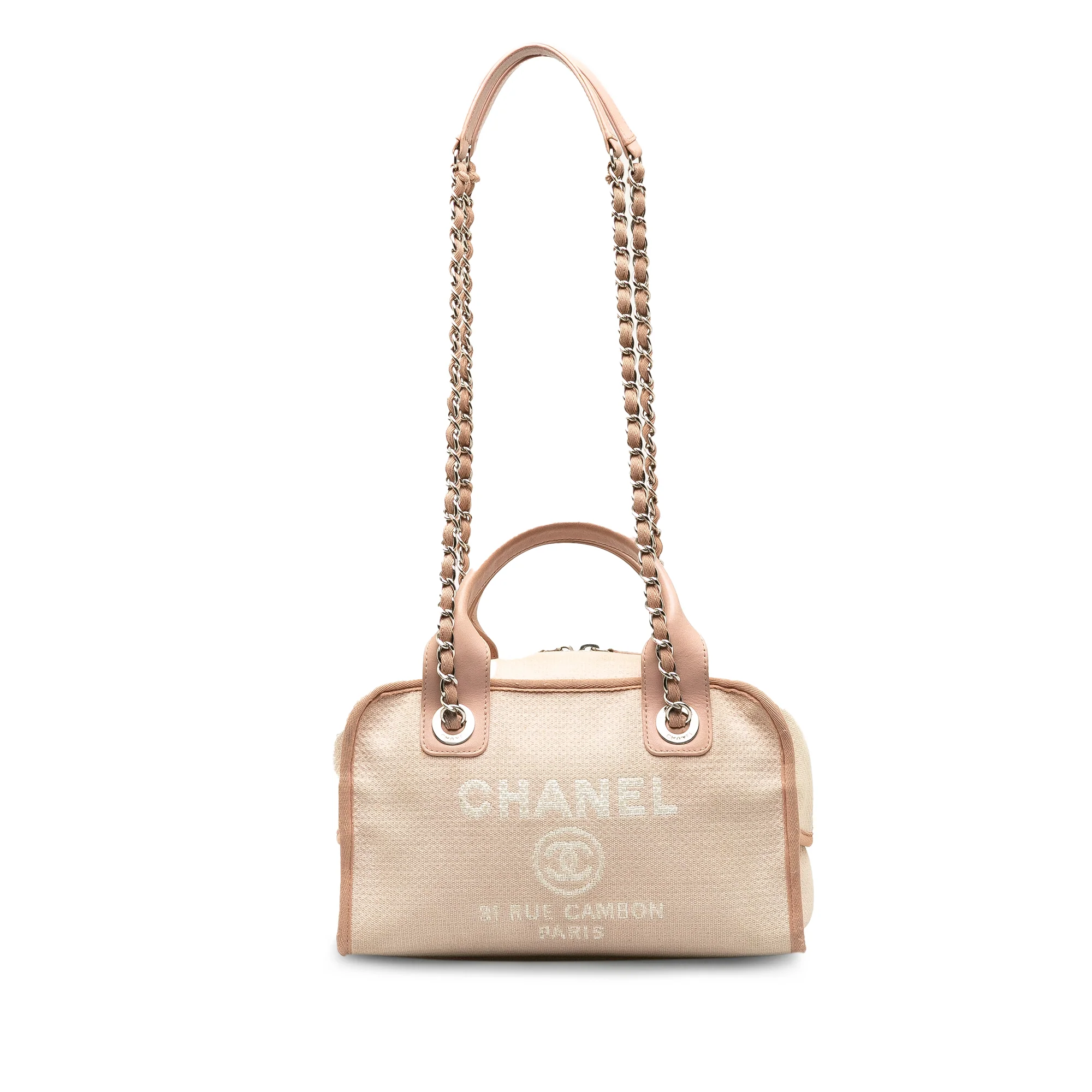 Chanel | Pre-Owned Small Canvas Deauville Bowling Bag | Pink/Light Pink
