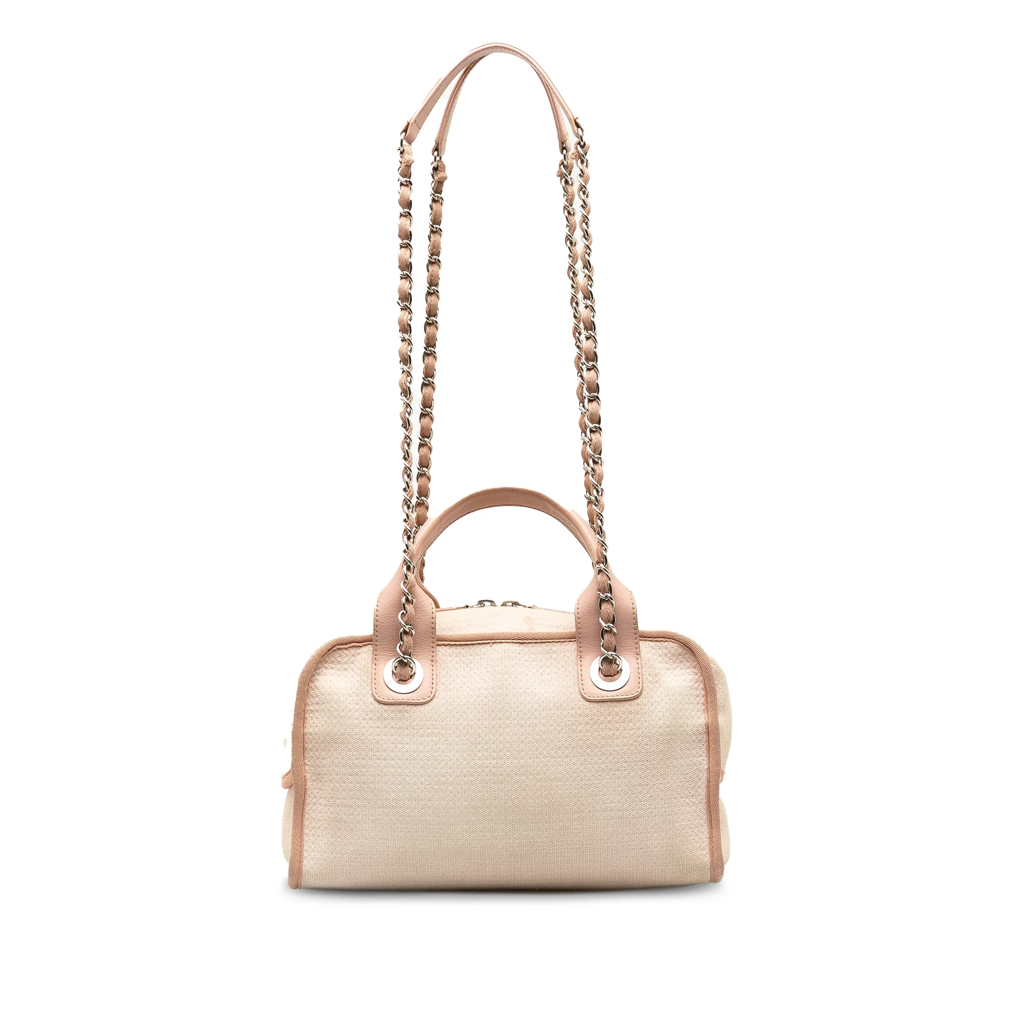 Chanel | Pre-Owned Small Canvas Deauville Bowling Bag | Pink/Light Pink - Image 10