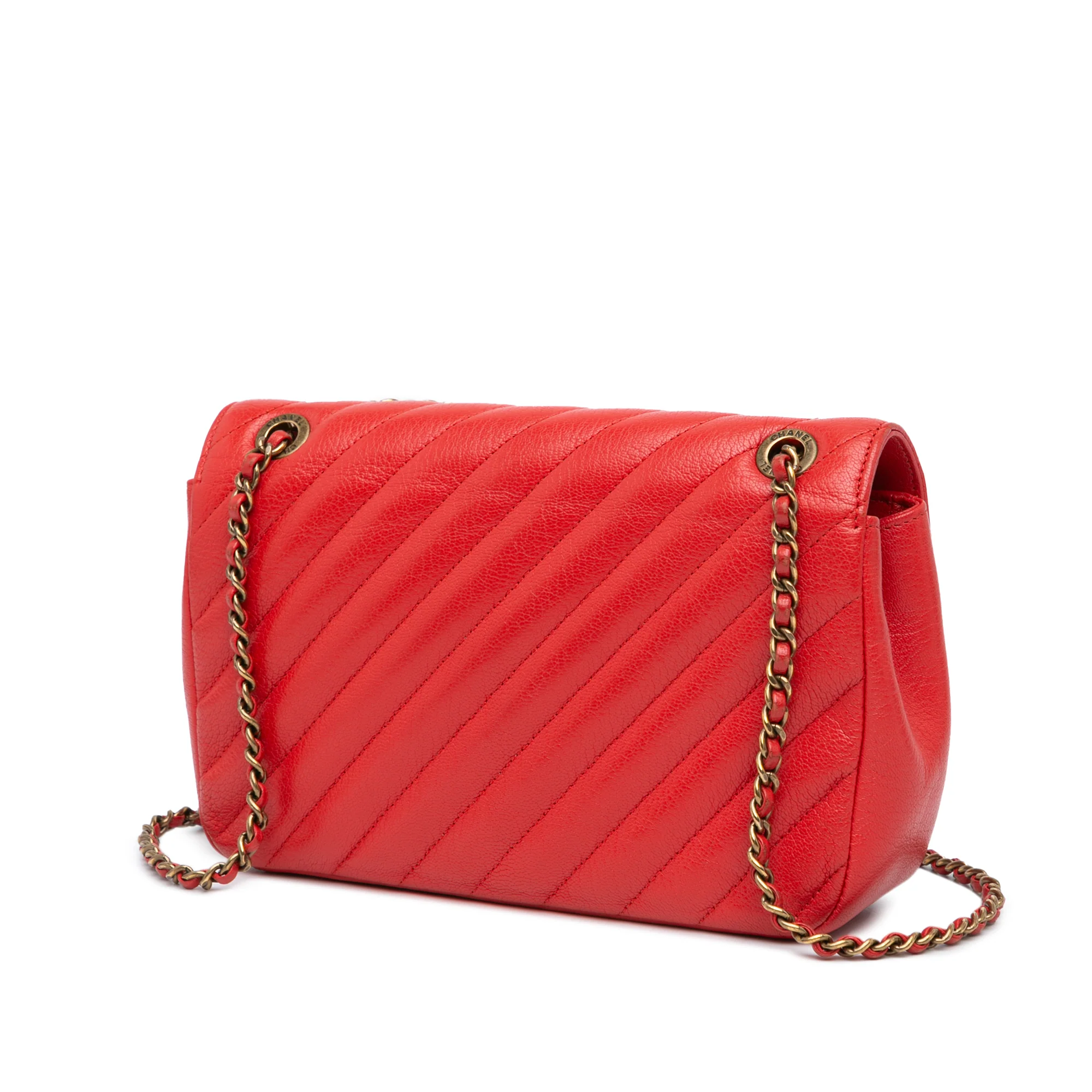 Chanel | Pre-Owned Small Diagonal Quilted Goatskin Flap | Red - Image 2