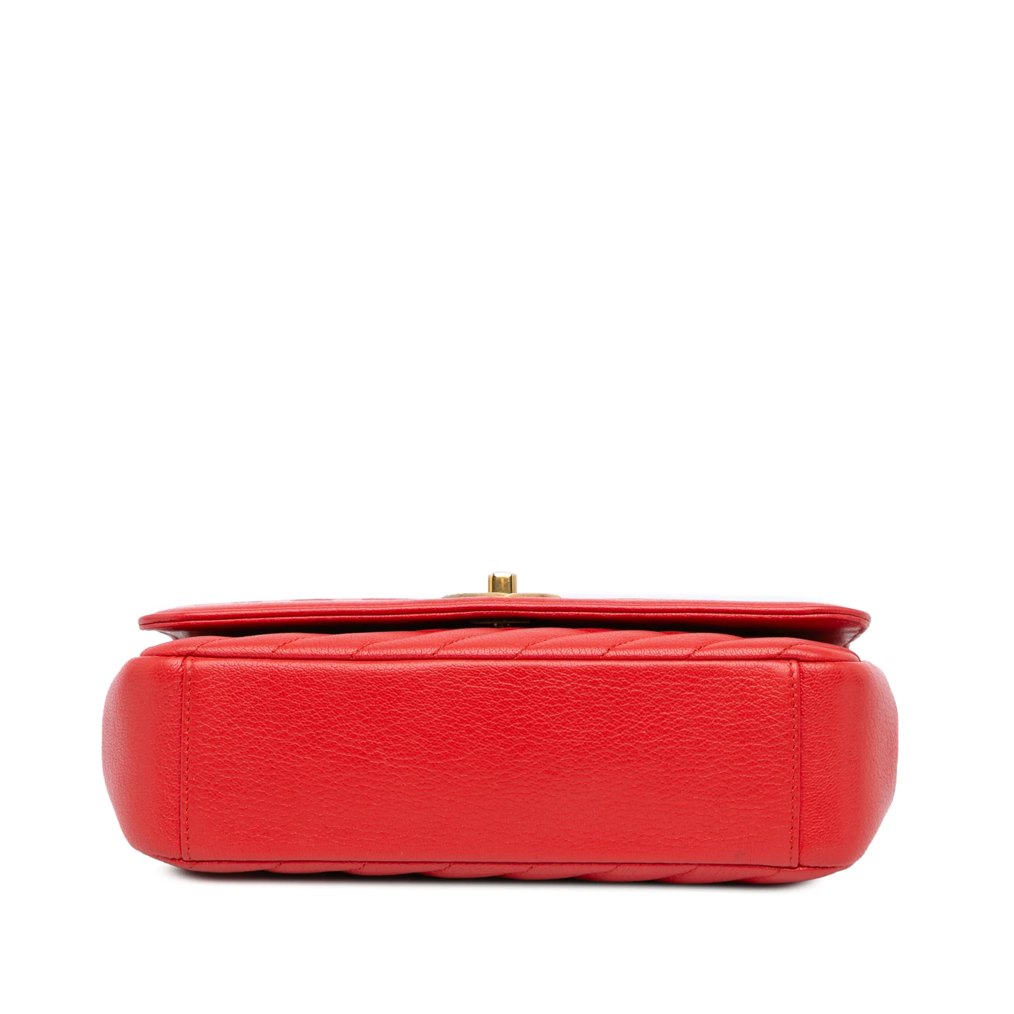 Chanel | Pre-Owned Small Diagonal Quilted Goatskin Flap | Red - Image 3