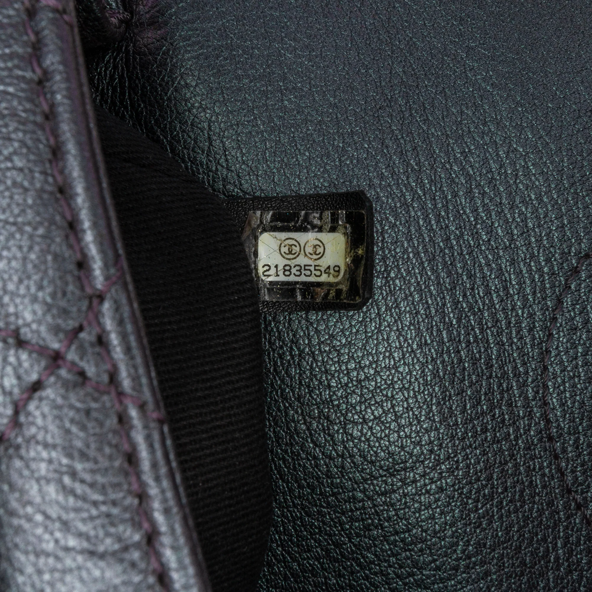 Chanel | Pre-Owned Small Iridescent Goatskin Rainbow Hardware Double Carry Waist Chain Flap | Purple - Image 6