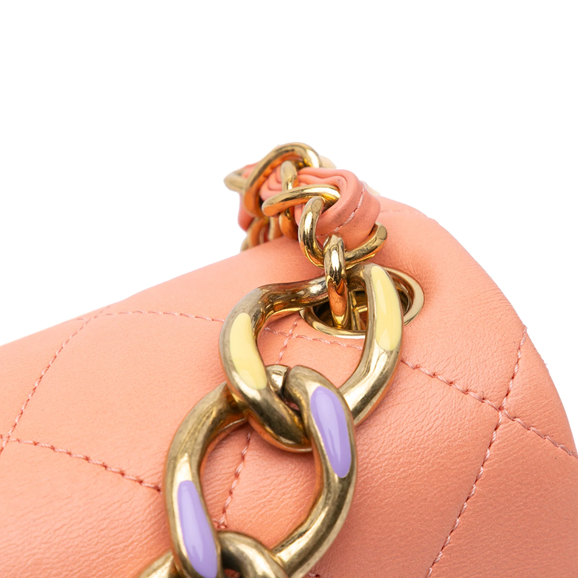 Chanel | Pre-Owned Small Lambskin Color Match Flap | Pink/Salmon - Image 10