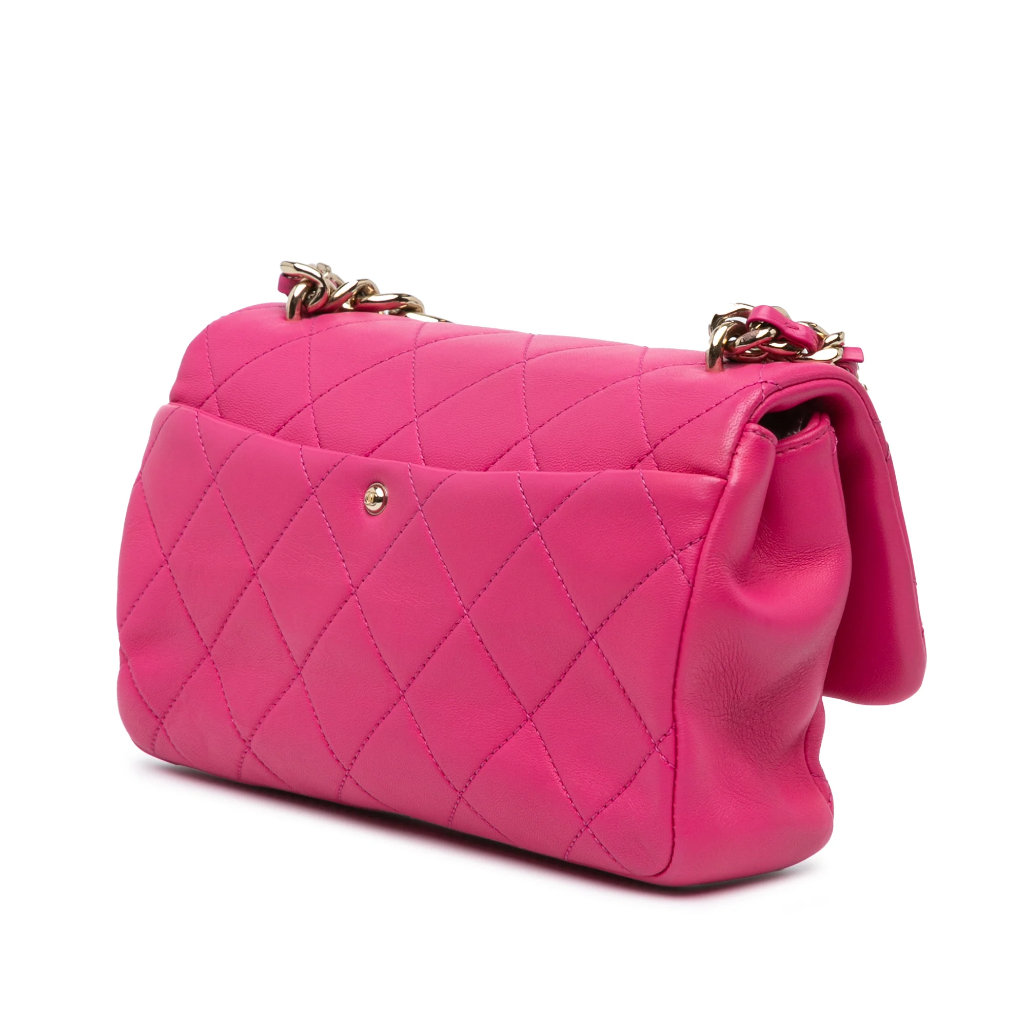 Chanel | Pre-Owned Small Lambskin Elegant Chain Single Flap | Pink/Dark Pink - Image 2