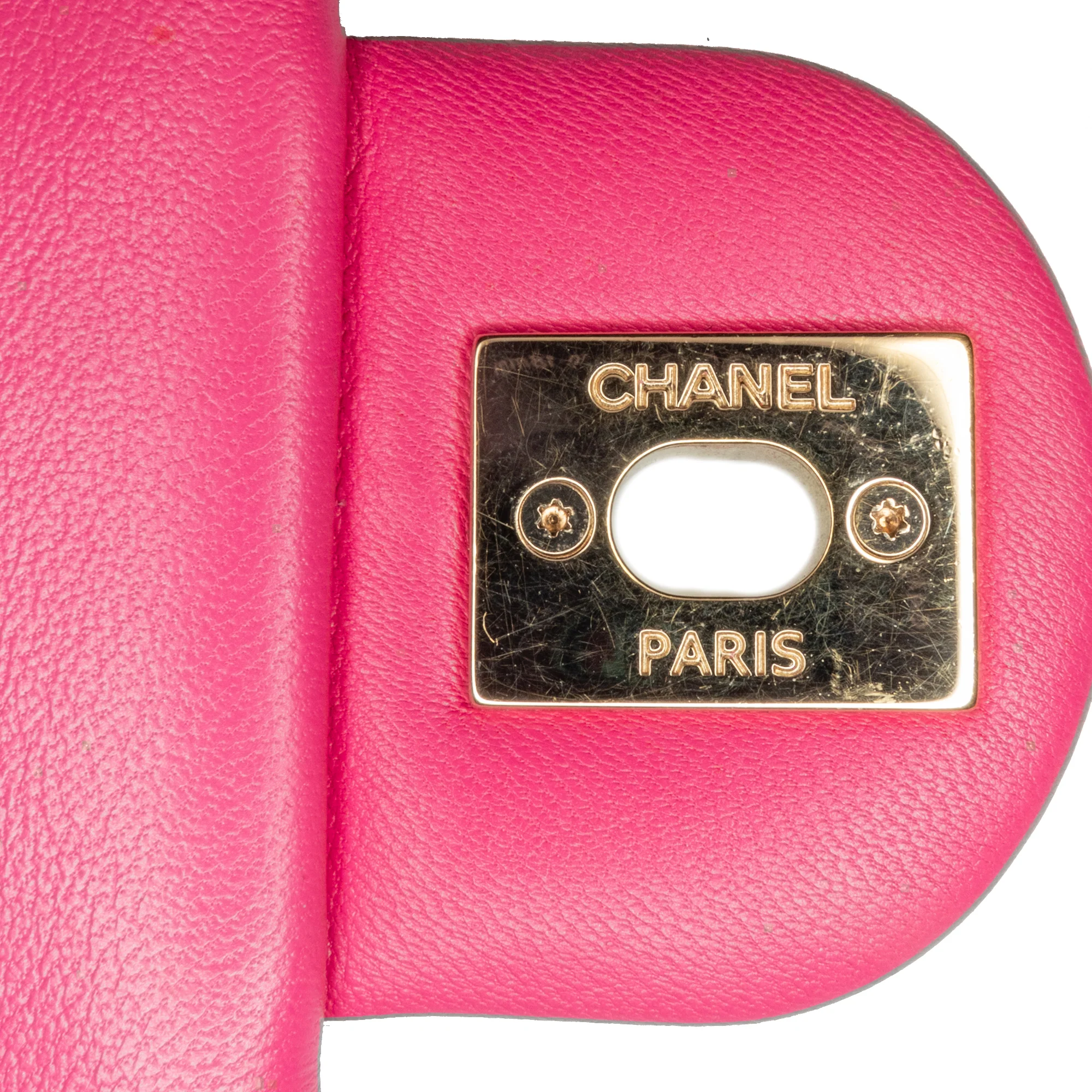 Chanel | Pre-Owned Small Lambskin Elegant Chain Single Flap | Pink/Dark Pink - Image 7