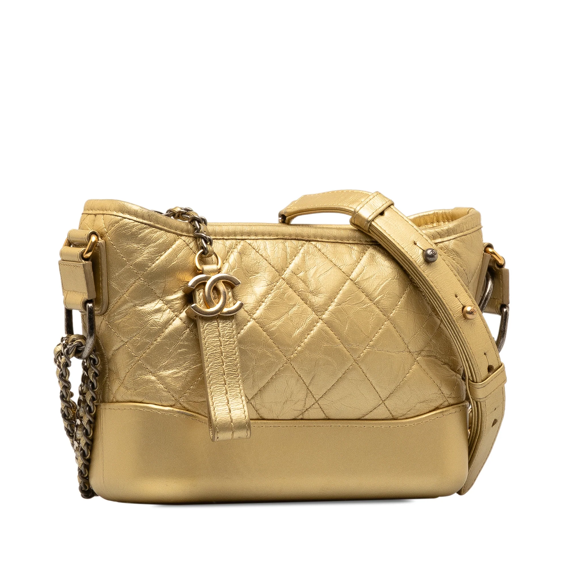 Chanel | Pre-Owned Small Metallic Lambskin Gabrielle Crossbody | Gold - Image 9