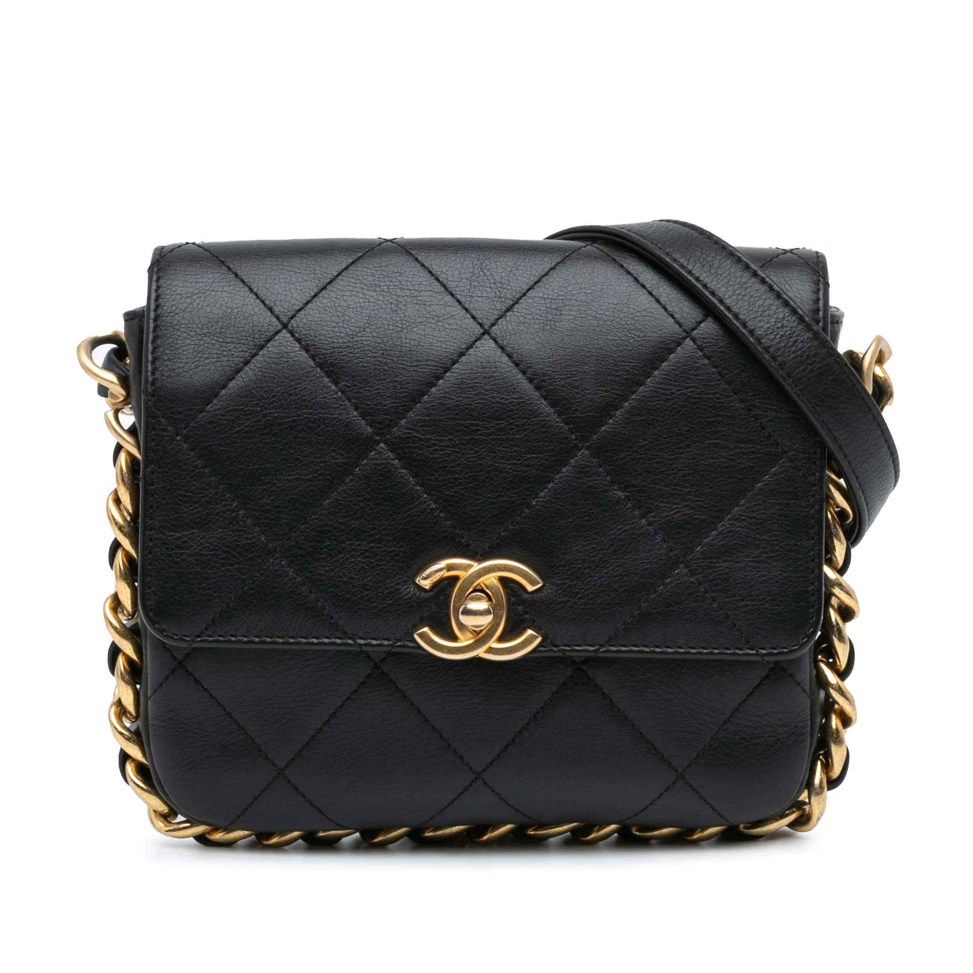 Chanel | Pre-Owned Small Quilted Calfskin Framing Chain Flap - I | Black
