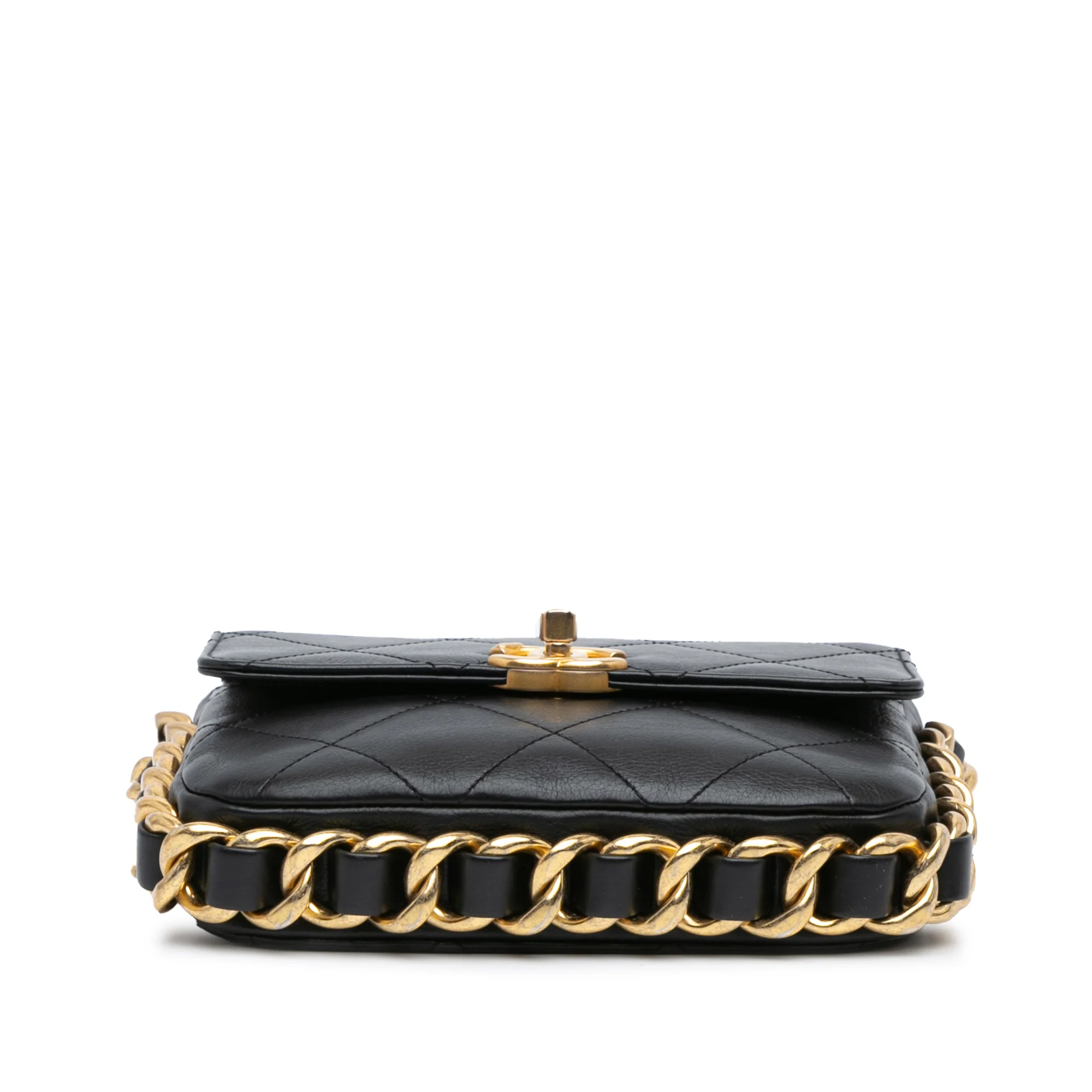 Chanel | Pre-Owned Small Quilted Calfskin Framing Chain Flap - I | Black - Image 3