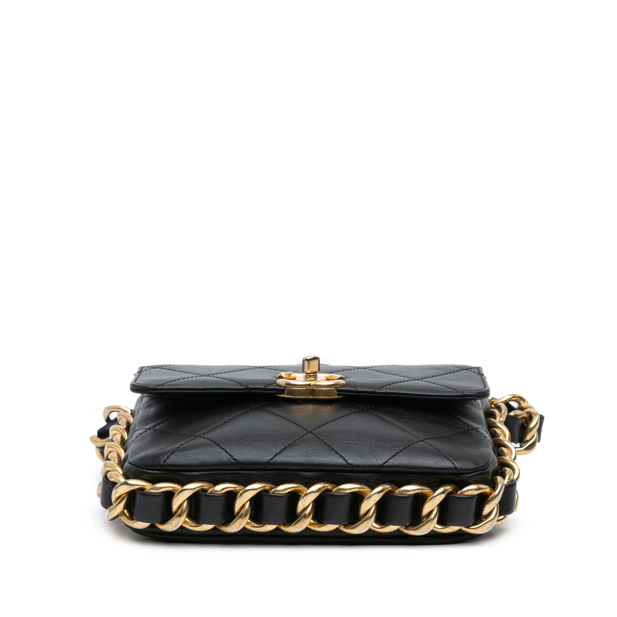 Chanel | Pre-Owned Small Quilted Calfskin Framing Chain Flap - II | Black - Image 3
