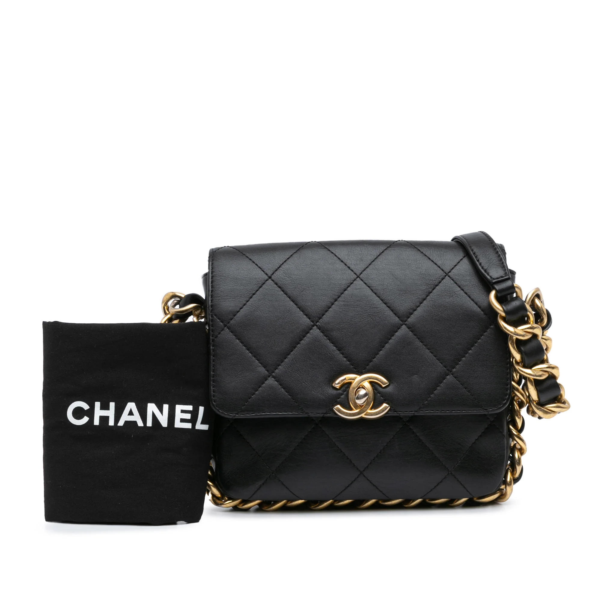 Chanel | Pre-Owned Small Quilted Calfskin Framing Chain Flap - II | Black - Image 7