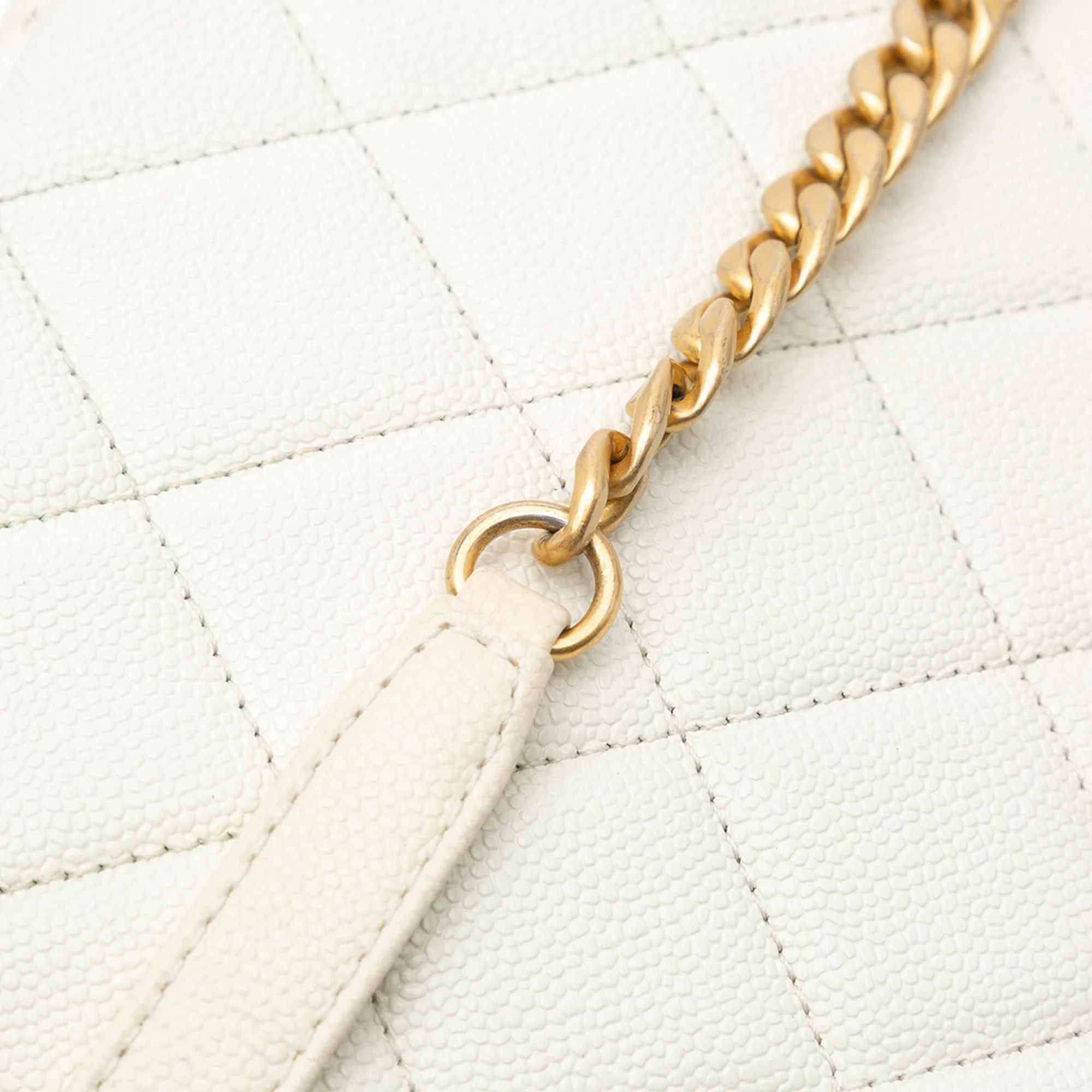 Chanel | Pre-Owned Small Quilted Caviar Chain Melody Flap - I | White/Ivory - Image 10