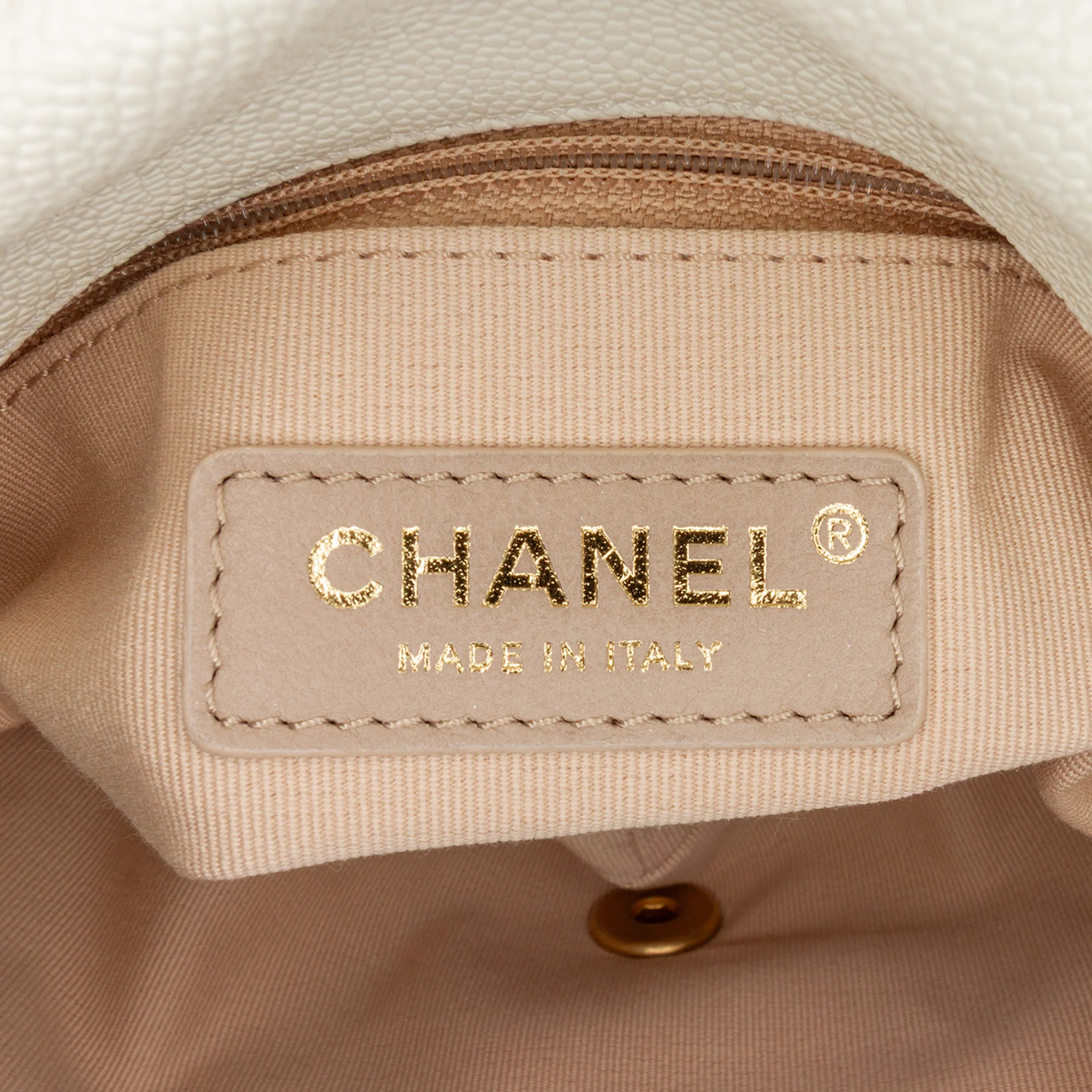 Chanel | Pre-Owned Small Quilted Caviar Chain Melody Flap - I | White/Ivory - Image 6