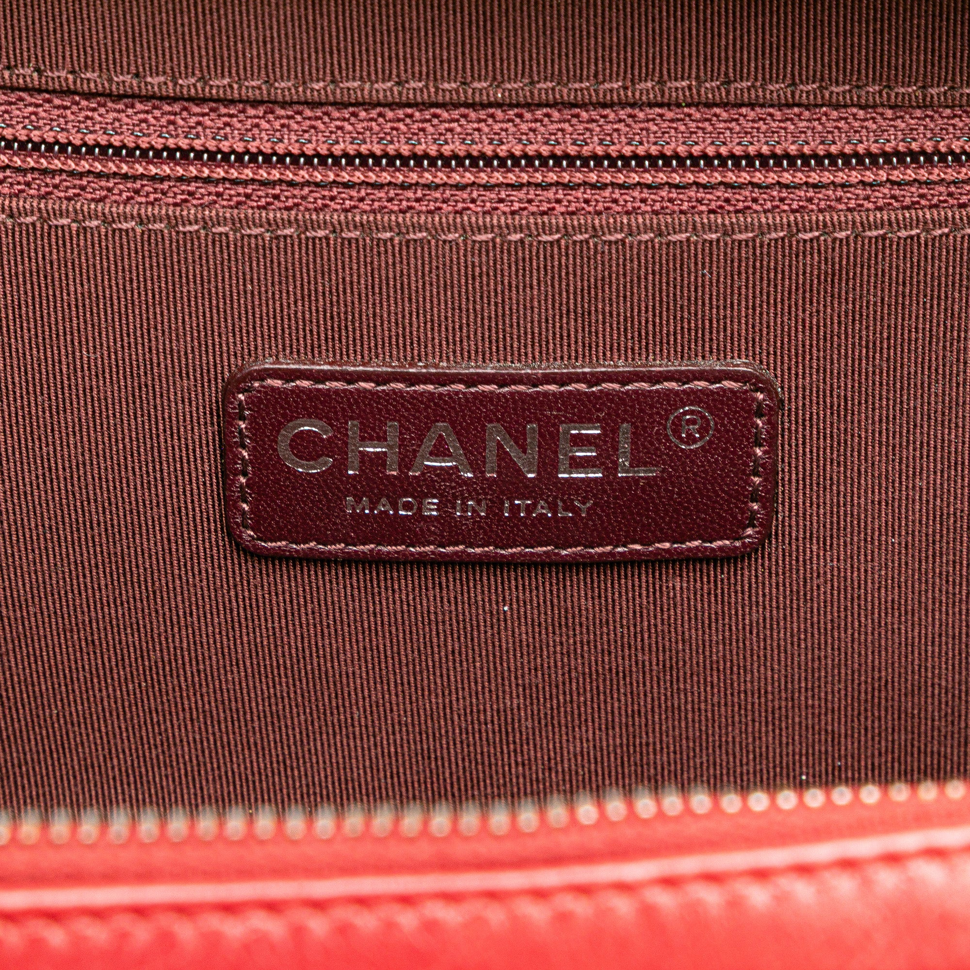 Chanel | Pre-Owned Small Quilted Glazed Calfskin Coco Boy Camera Bag | Red - Image 11