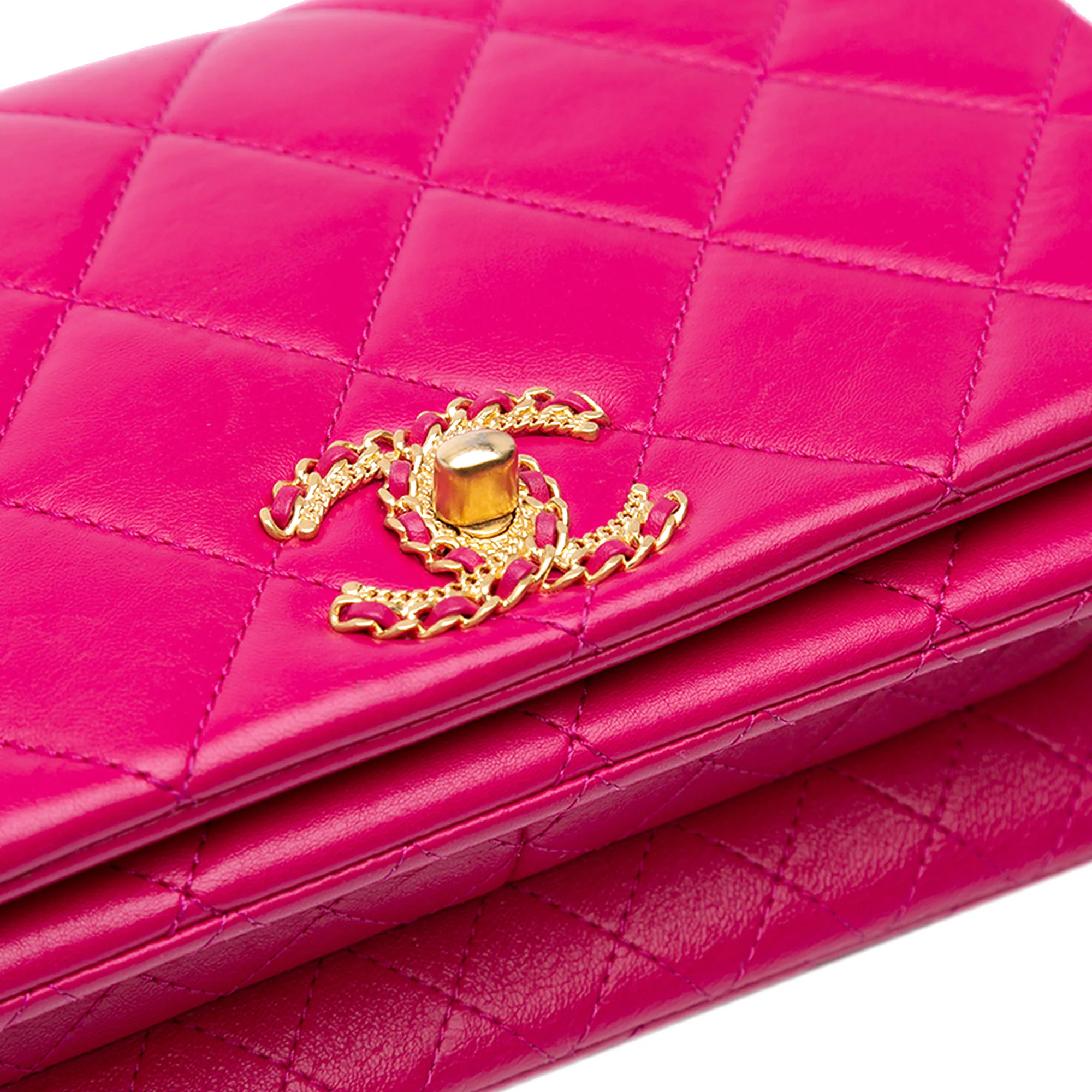 Chanel | Pre-Owned Small Quilted Lambskin On And On Chain Flap | Pink/Dark Pink - Image 3