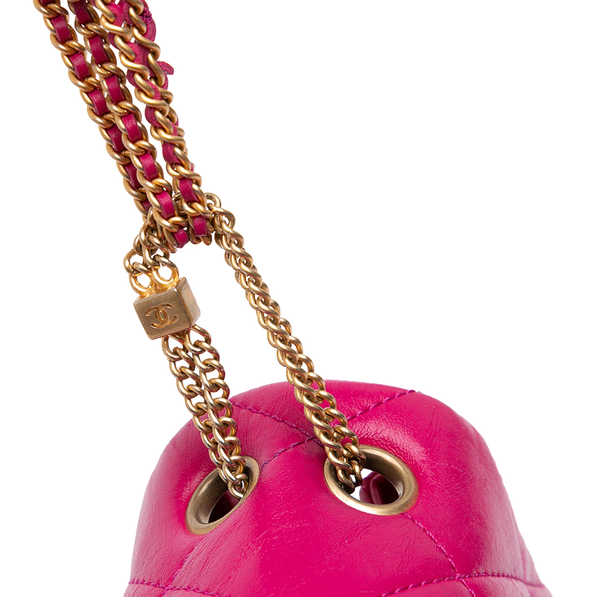 Chanel | Pre-Owned Small Quilted Lambskin On And On Chain Flap | Pink/Dark Pink - Image 4