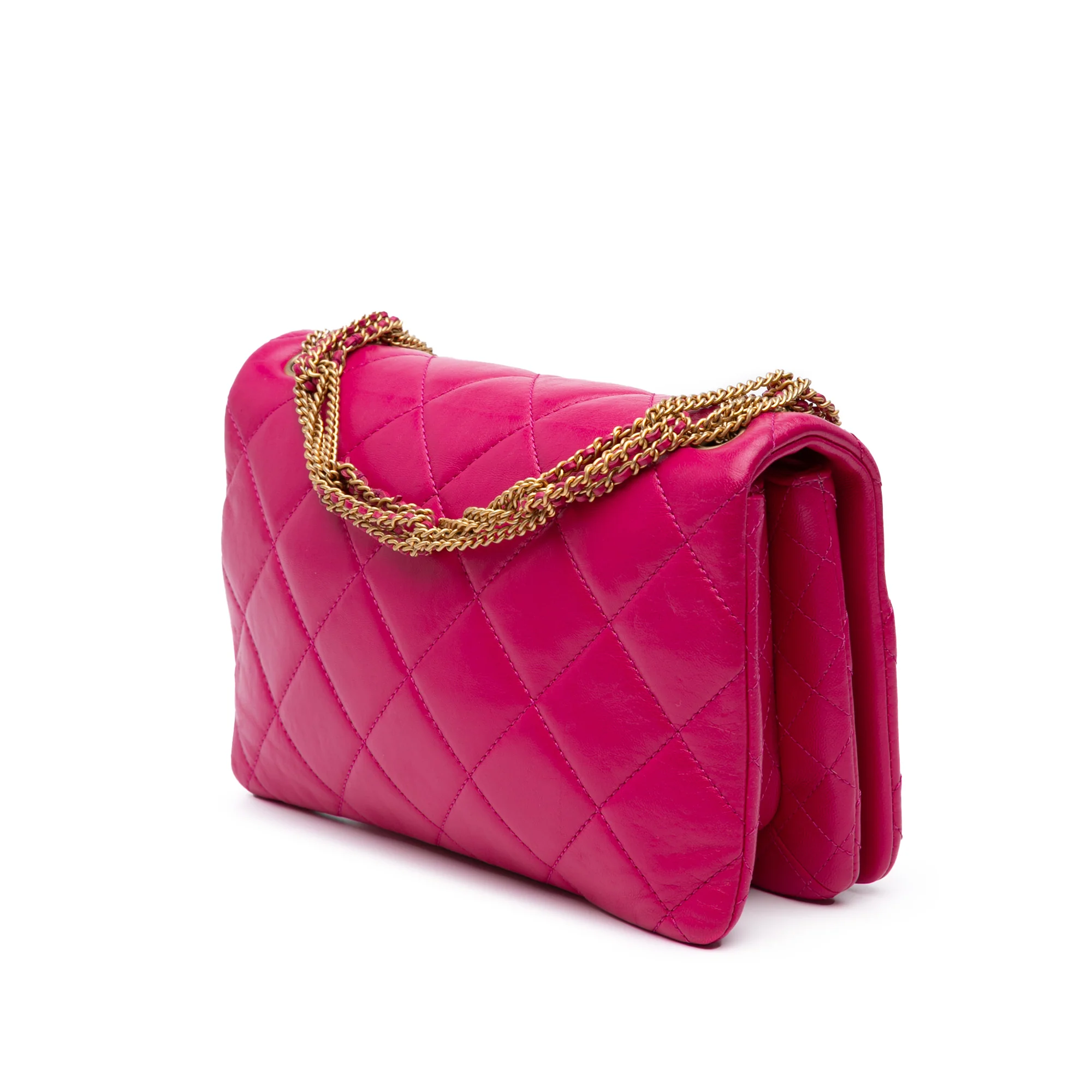 Chanel | Pre-Owned Small Quilted Lambskin On And On Chain Flap | Pink/Dark Pink - Image 6
