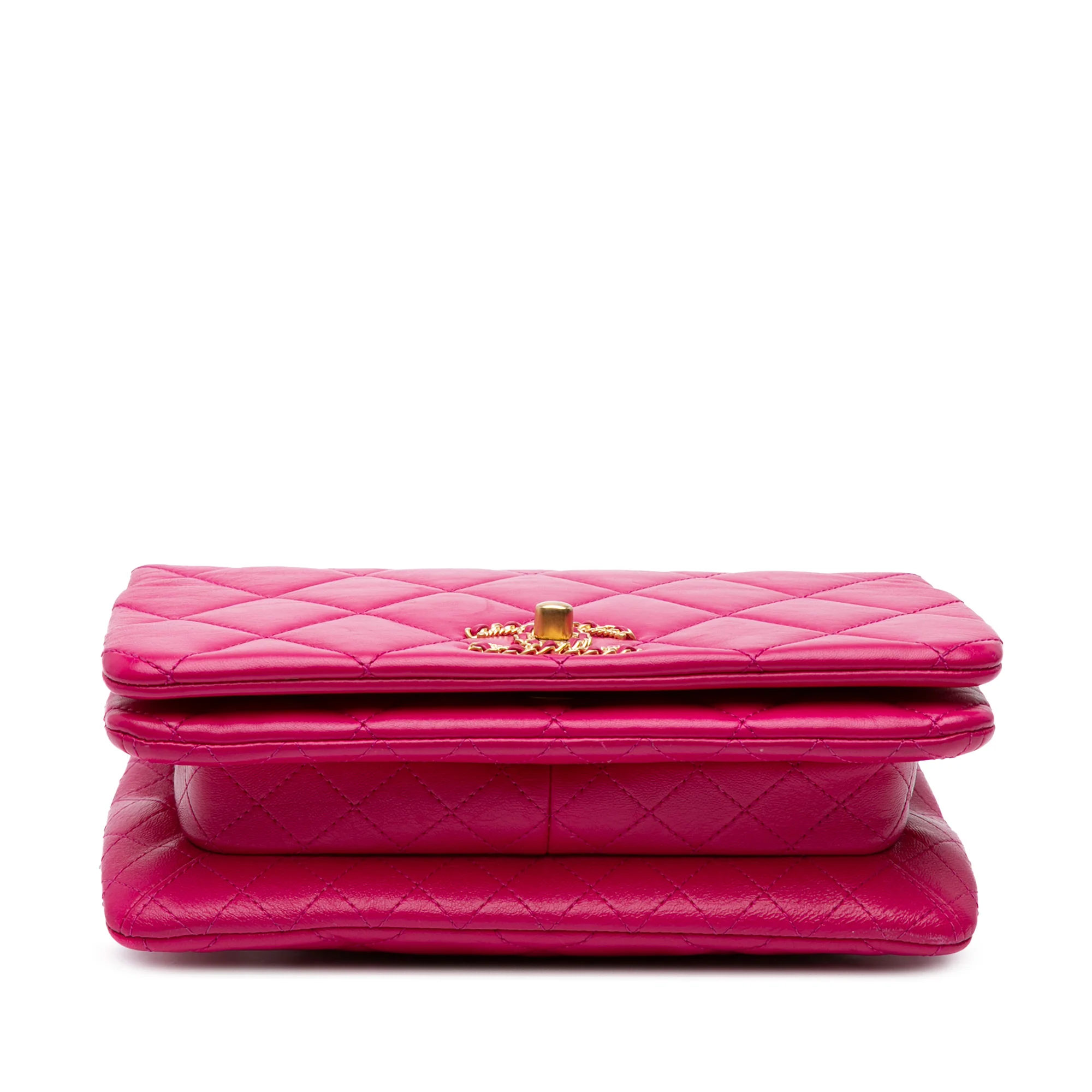 Chanel | Pre-Owned Small Quilted Lambskin On And On Chain Flap | Pink/Dark Pink - Image 7
