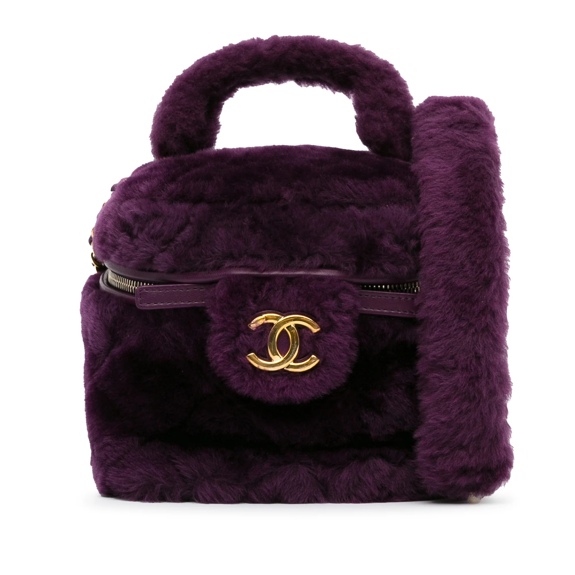 Chanel | Pre-Owned Small Quilted Shearling Vanity Case | Purple/Violet