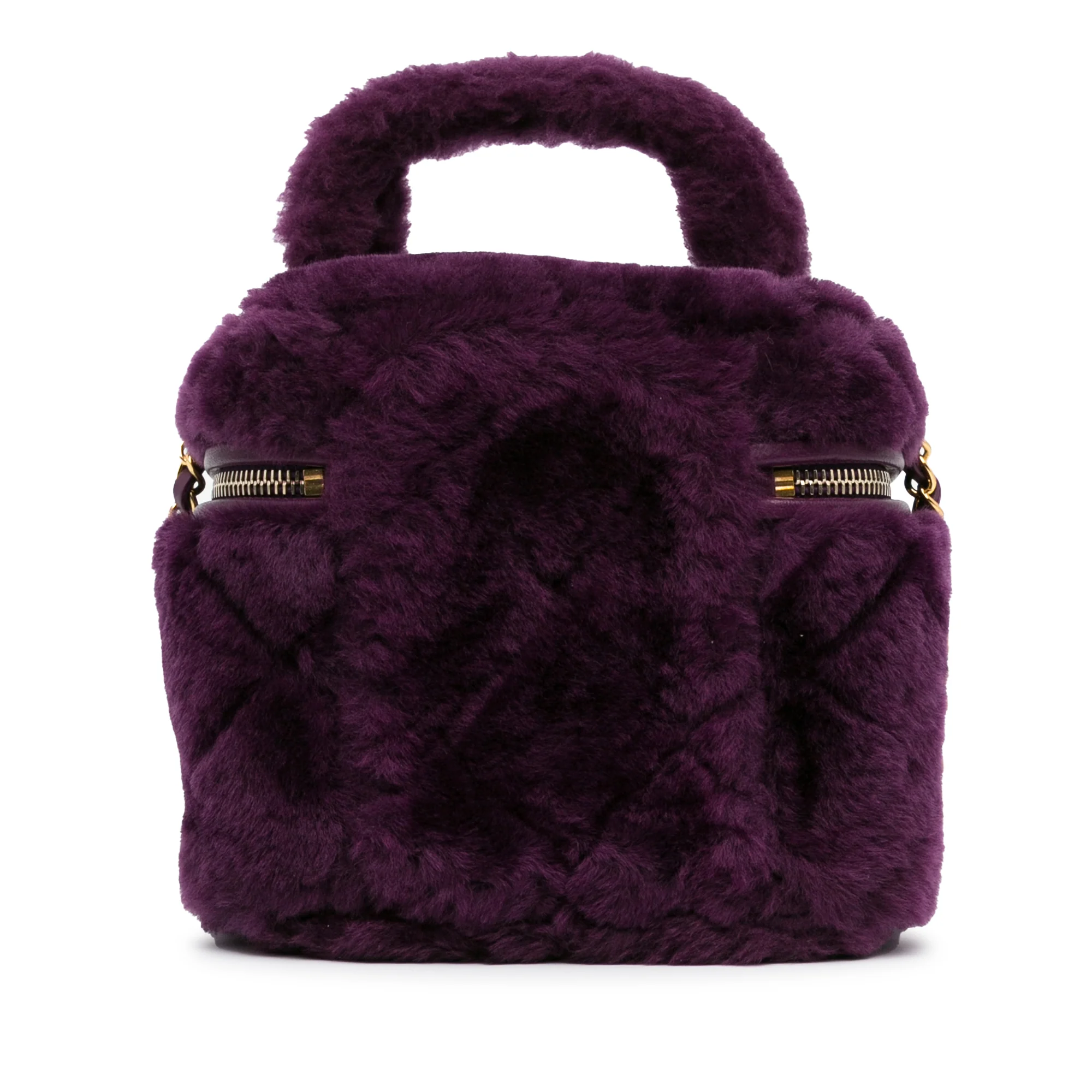 Chanel | Pre-Owned Small Quilted Shearling Vanity Case | Purple/Violet - Image 4
