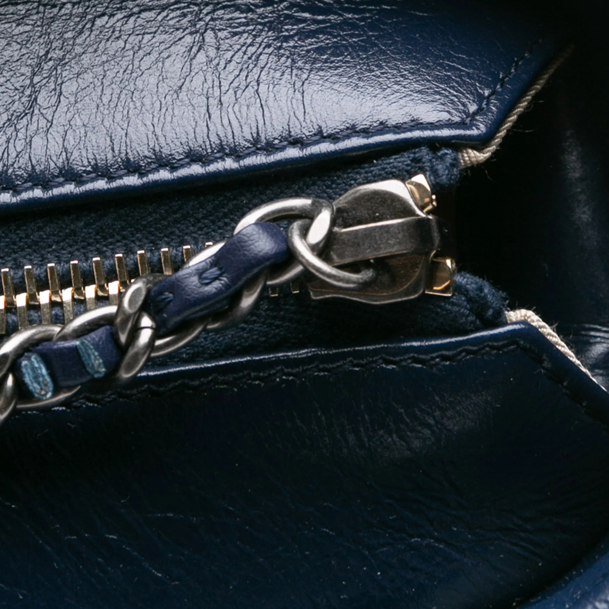 Chanel | Pre-Owned Small Rattan Gabrielle Crossbody | Brown/Blue/Navy - Image 14
