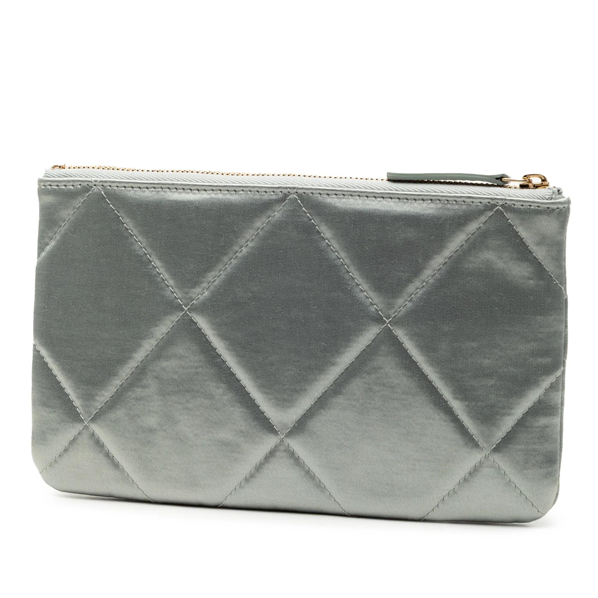 Chanel | Pre-Owned Small Satin 19 O Case VIP Zip Pouch | Silver - Image 2